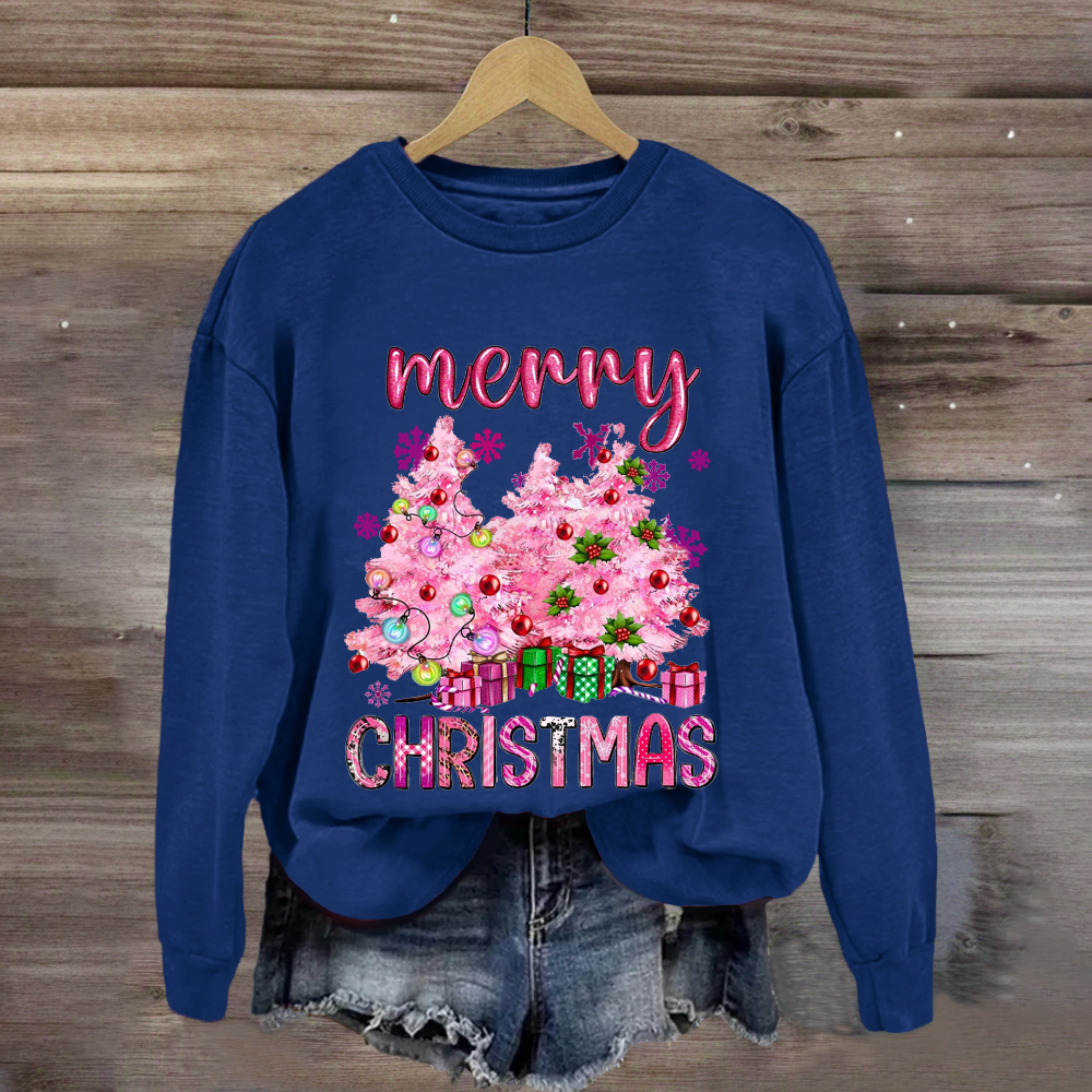 Christmas Pink Tree Gift Teacher  Sweatshirt