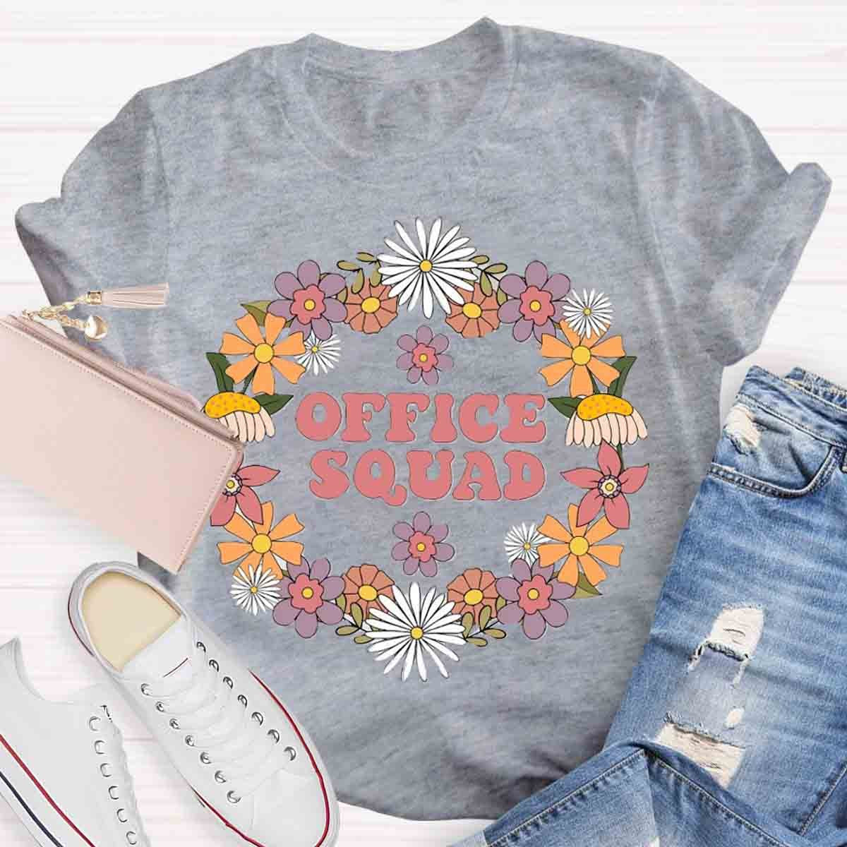 School Office Squad Floral Teachers T-Shirt