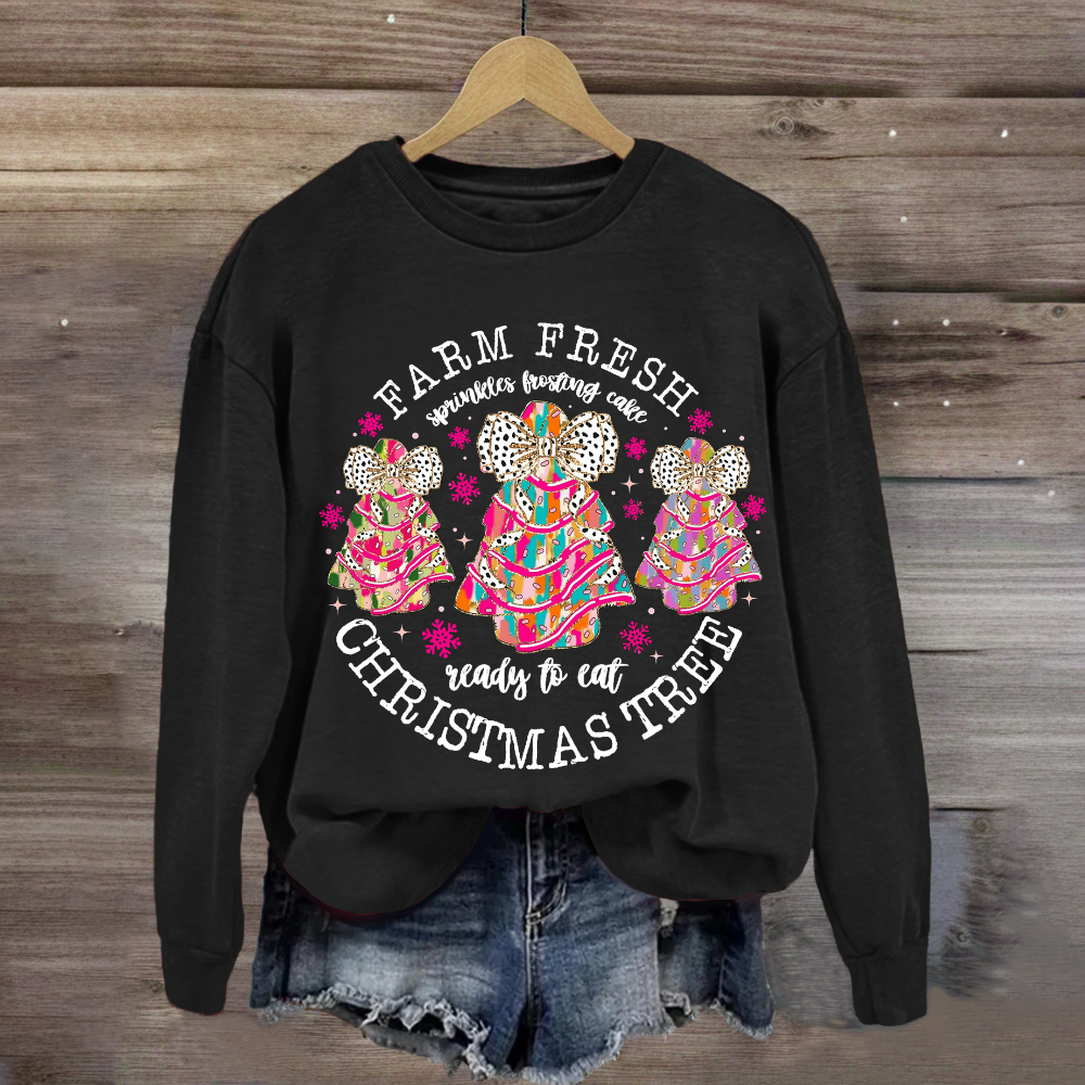 Farm Fresh Christmas Tree Spirals Frosting Cake Ready To Eat Sweatshirt