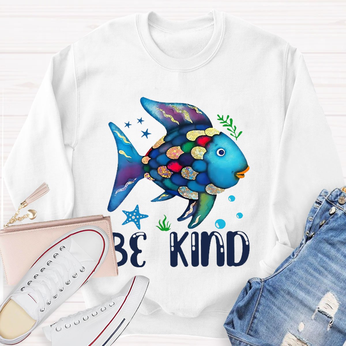 Be Kind Colorful Fish Sweatshirt