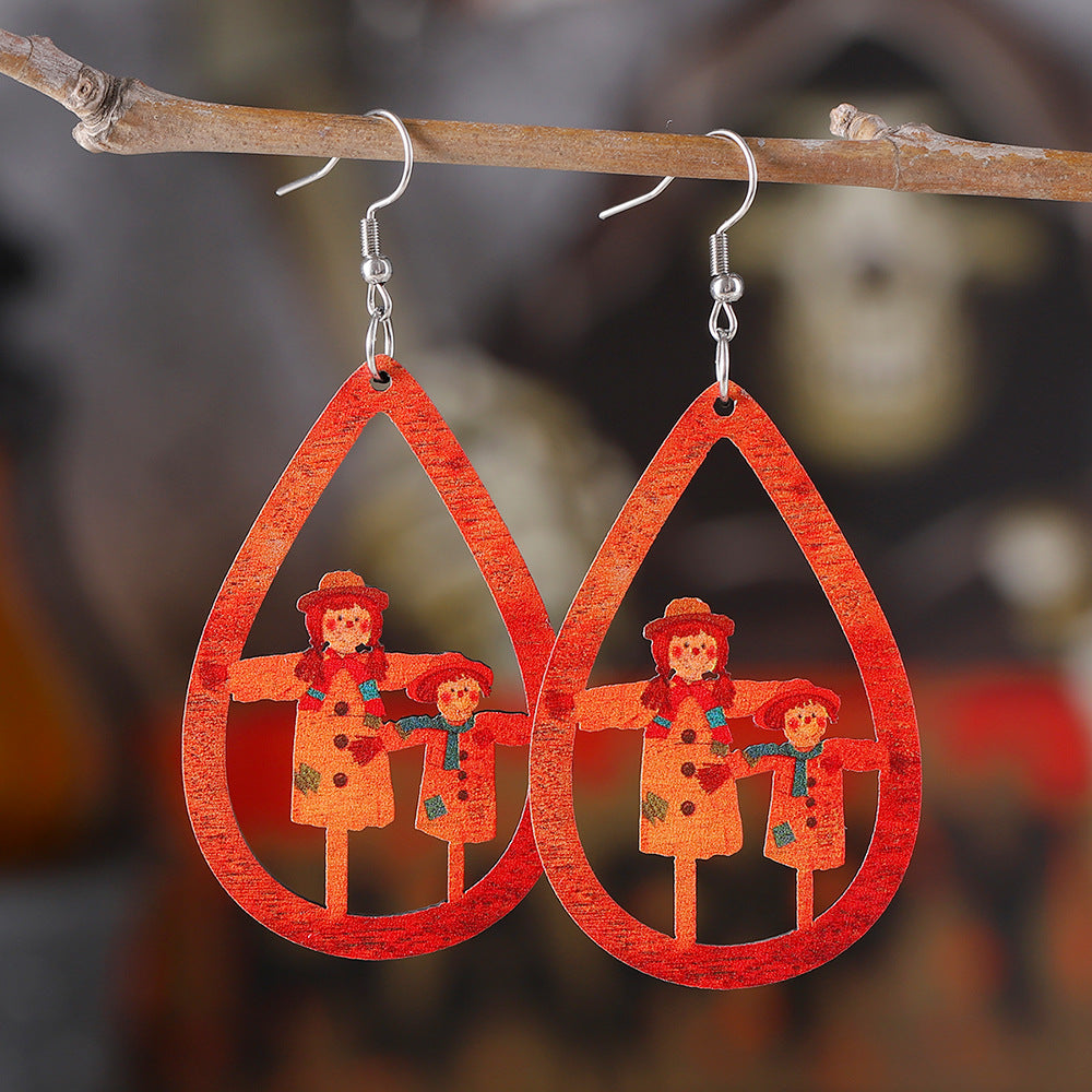 Pumpkin Scarecrow Teardrop Earrings