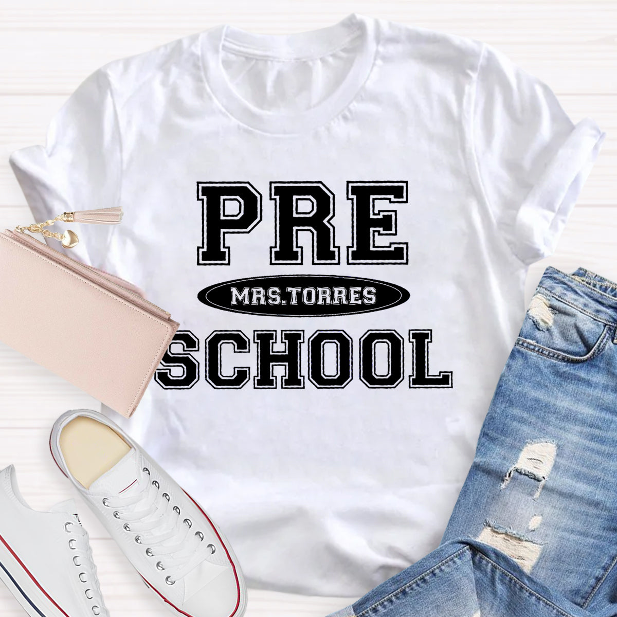 Personalized Preschool Teacher Name T-Shirt