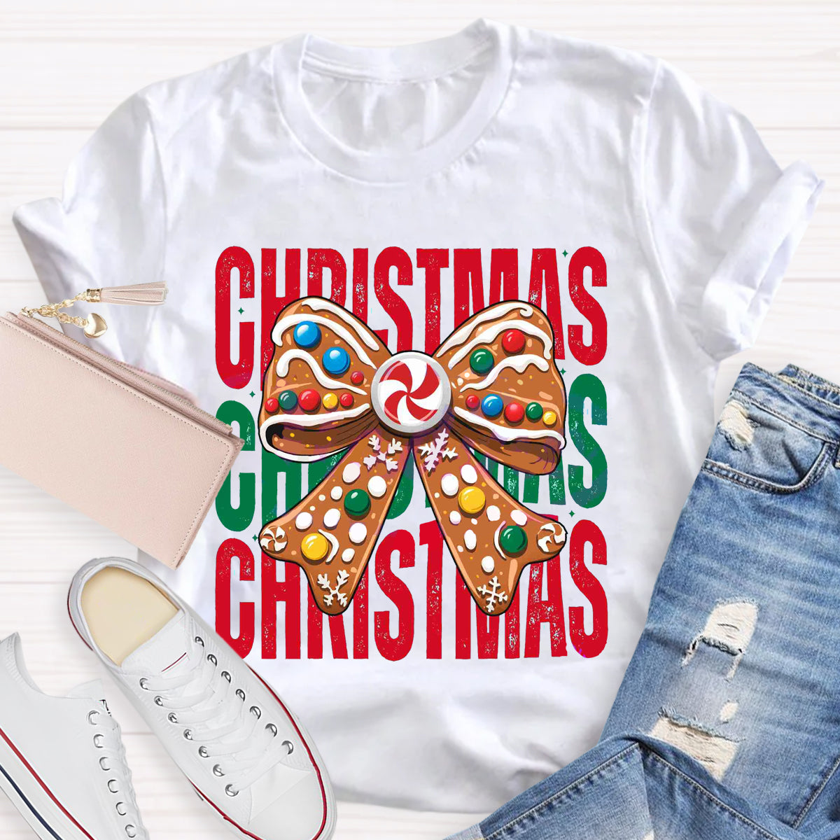 Nice Coquette Bow gingerbread Christmas T-Shirt