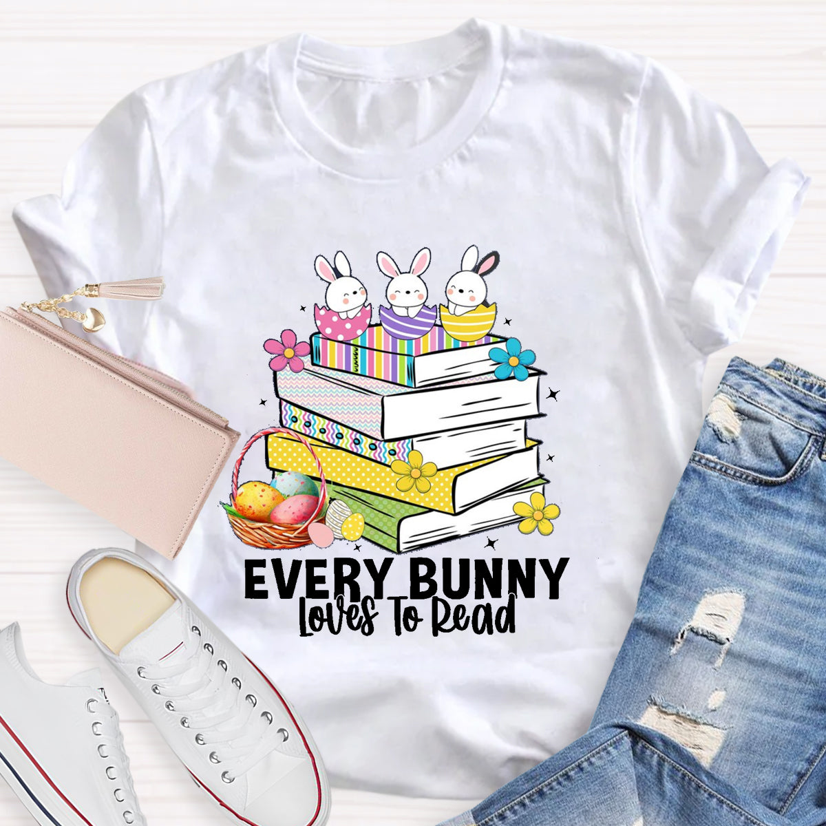 Every Bunny Loves To Read Teacher T-Shirt