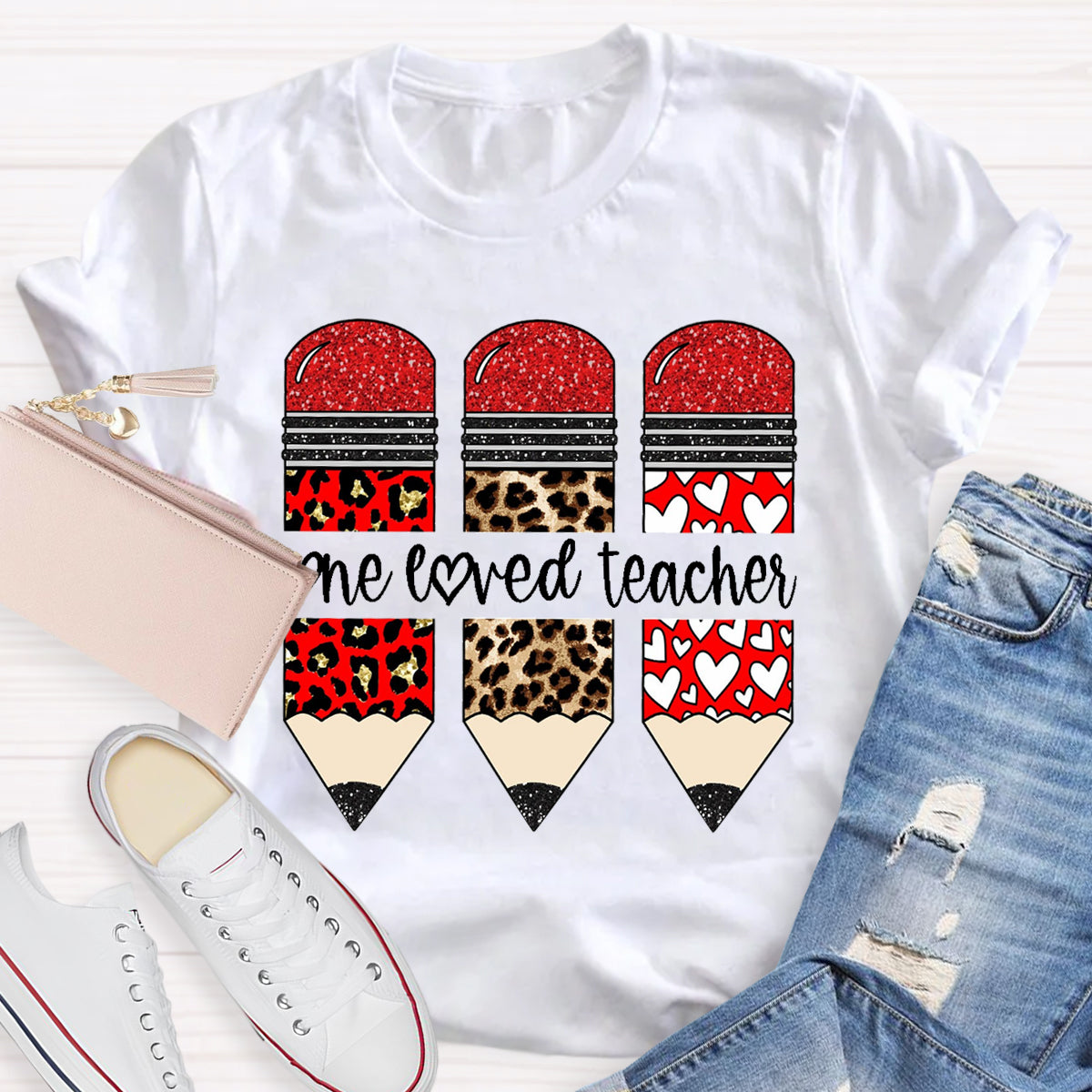 One Loved Teacher Red Pencil T-Shirt