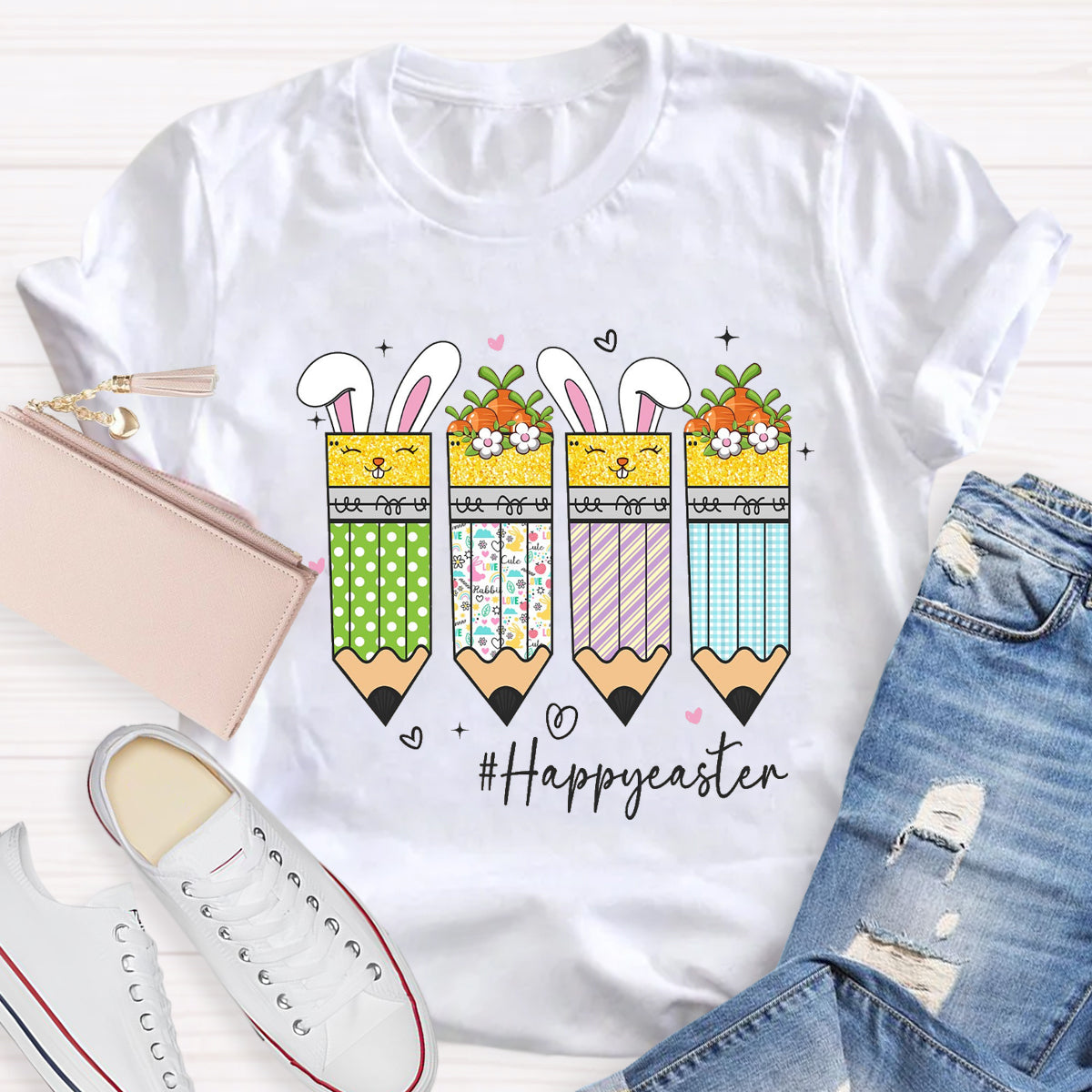 Happy Easter Pencil Teacher T-Shirt