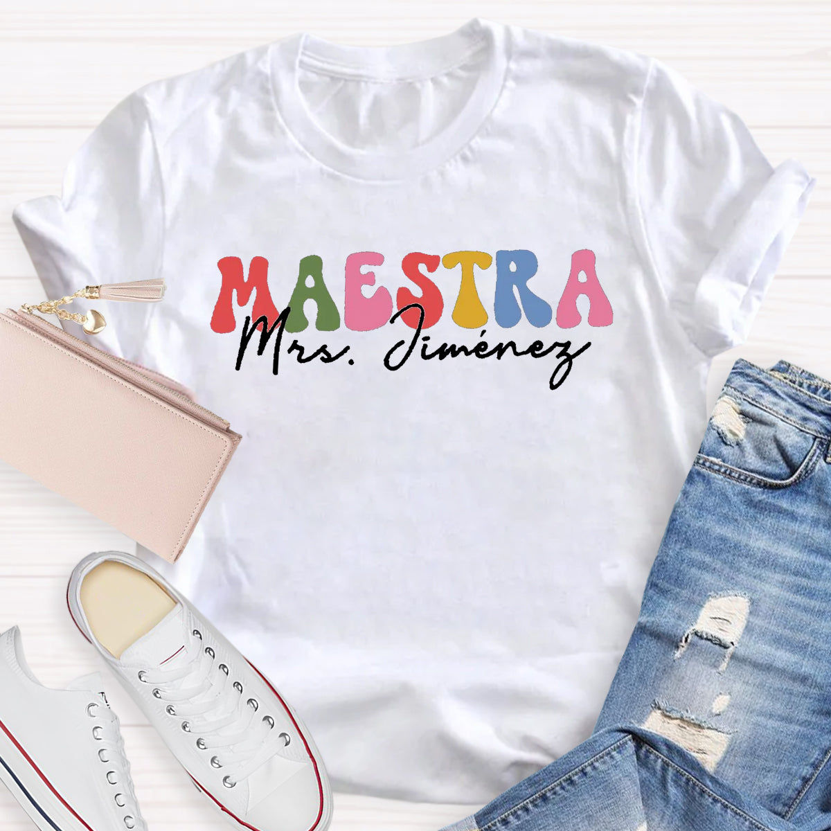 Personalized Name Maestra Spanish Teacher T-Shirt