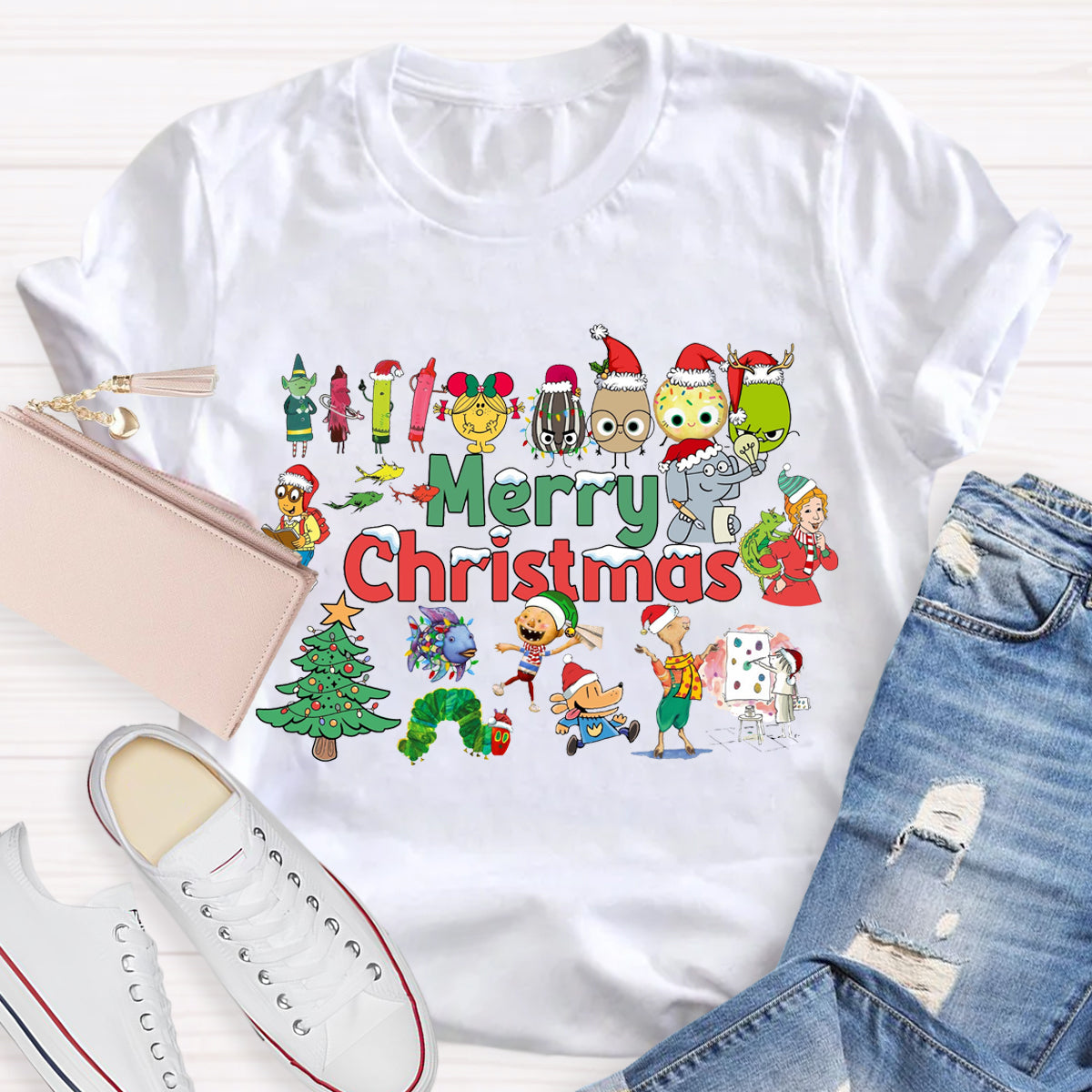 Merry Christmas Character Illustrations in Picture Books T-Shirt