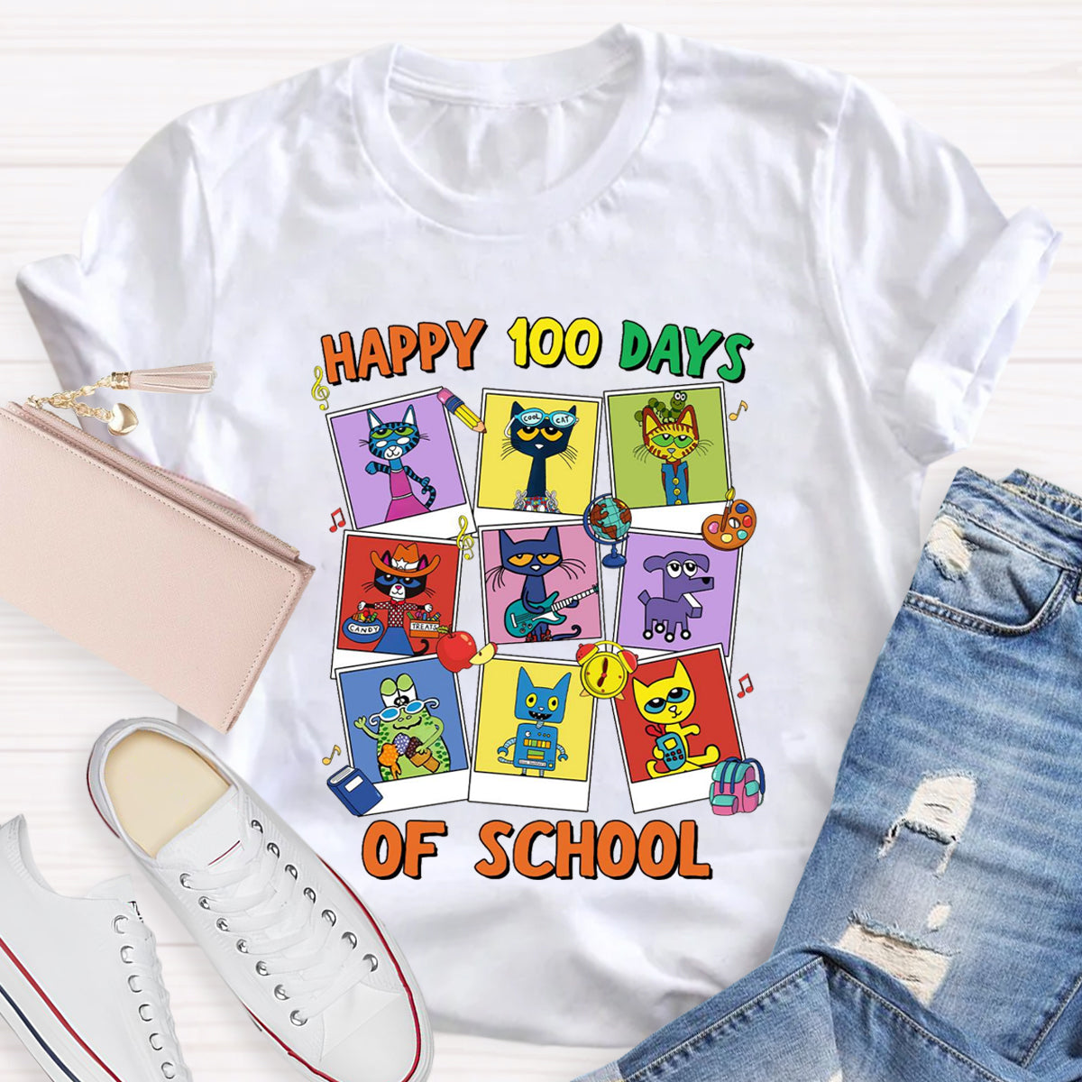 Pete The Cat Happy 100 Day Of School T-Shirt