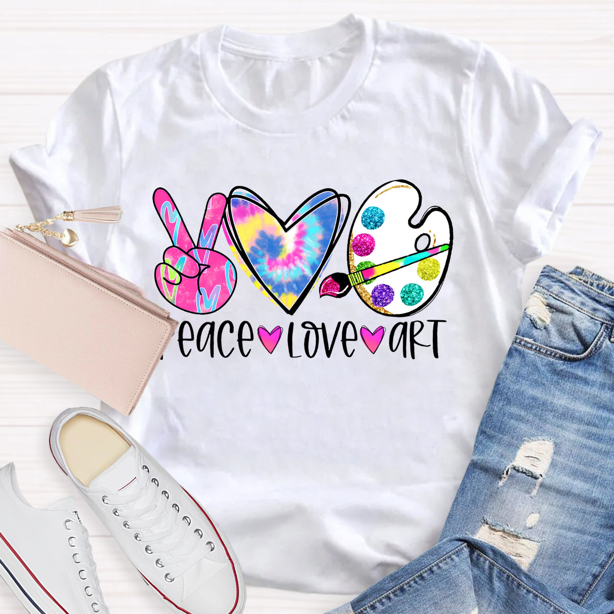 Peace Love Art Teacher T-shirt