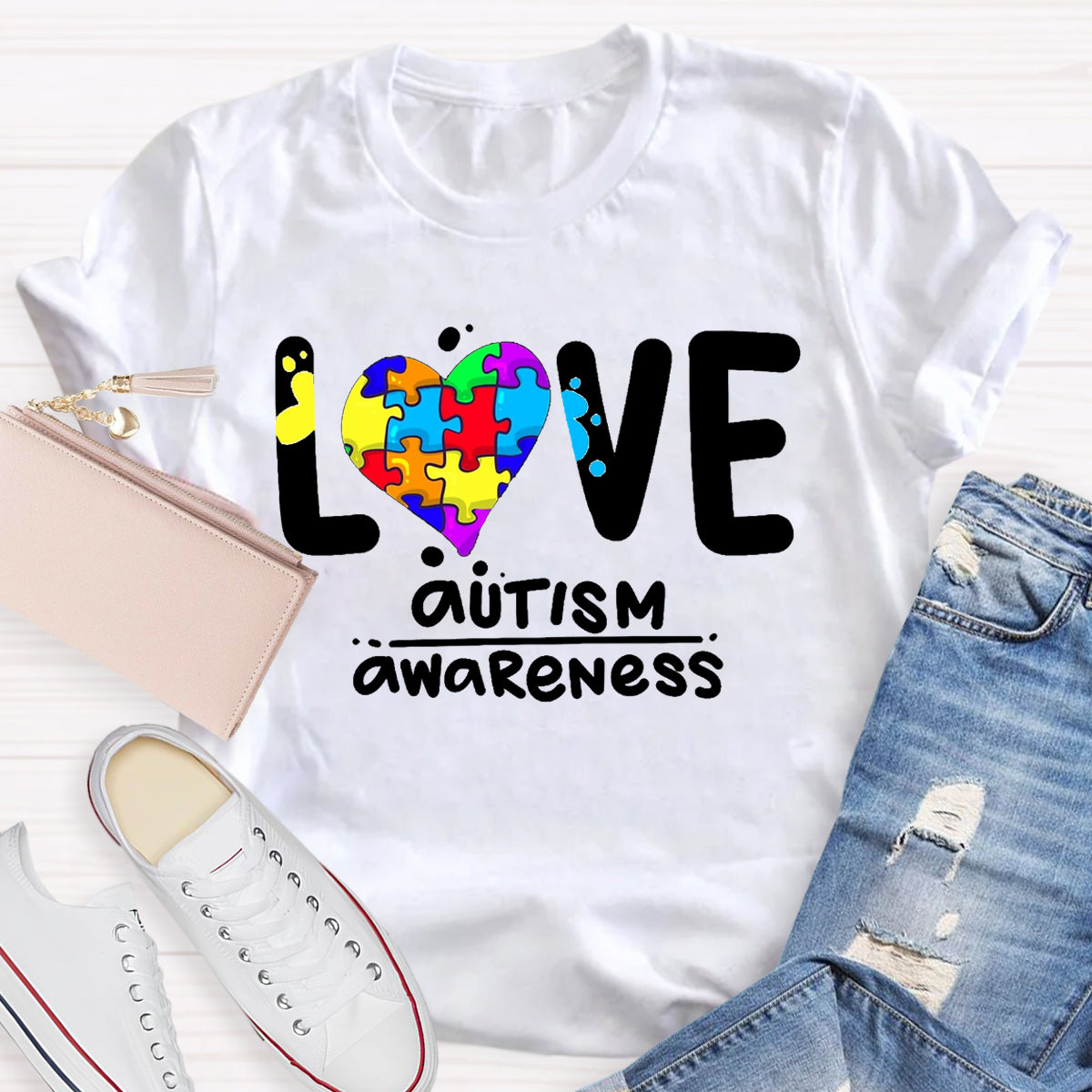 Colorful Heart Love Teacher T-Shirt