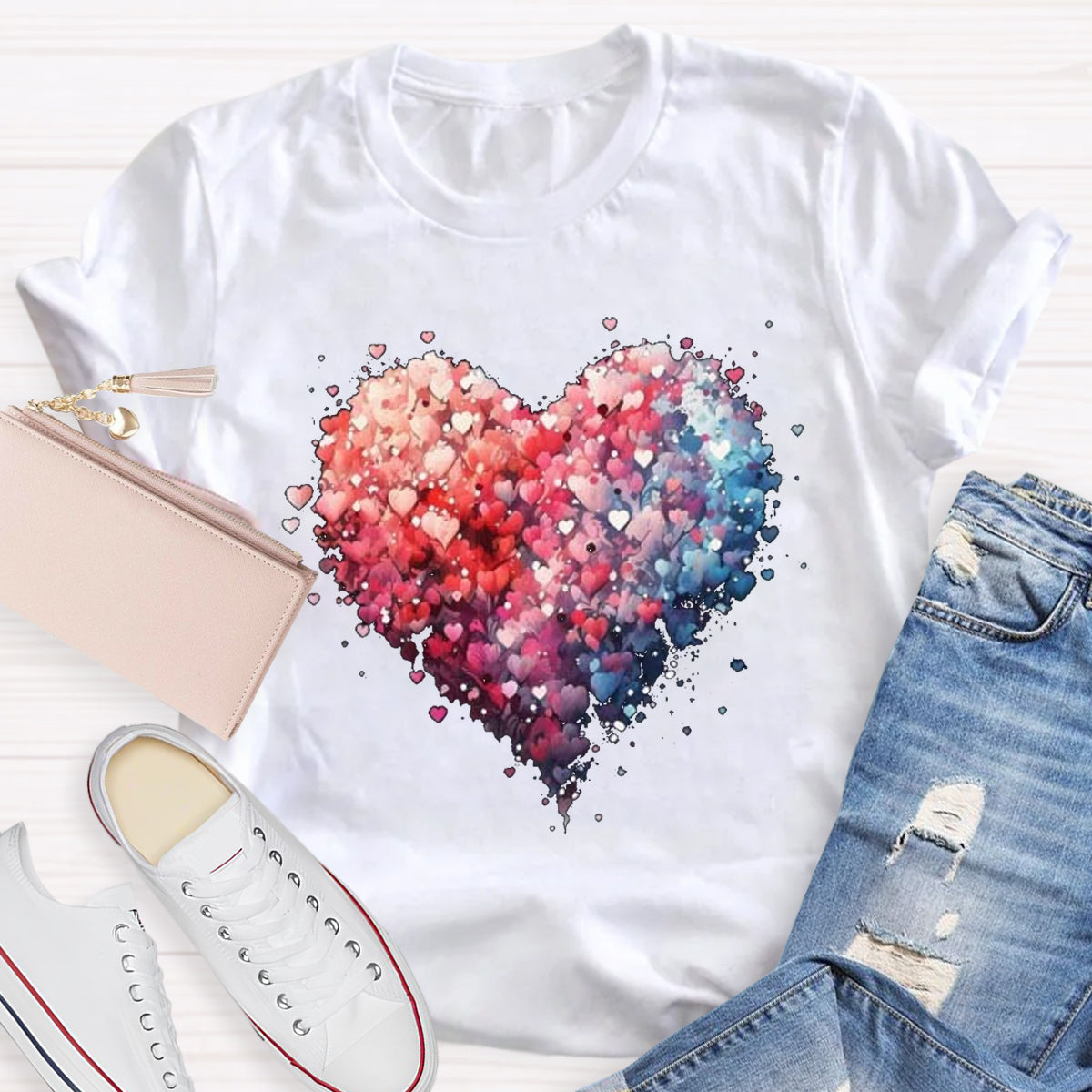 Valentine's Day Beautiful Watercolor Heart T-Shirt