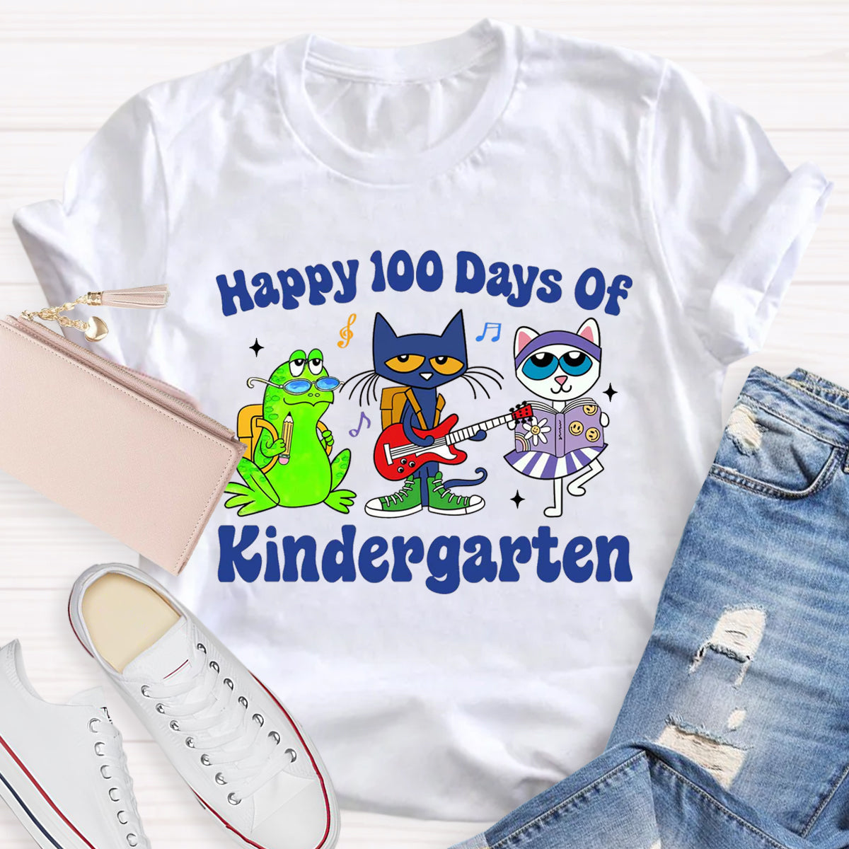 Personalized Grade Happy 100 Days Of Kindergarten Teacher T-Shirt