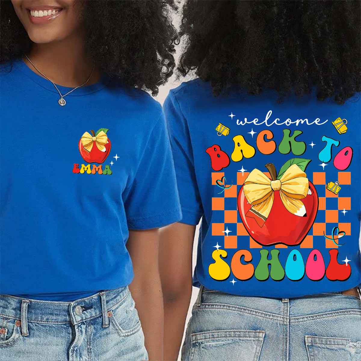 Personalized Name Welcome Back To School Double Printed T-shirt
