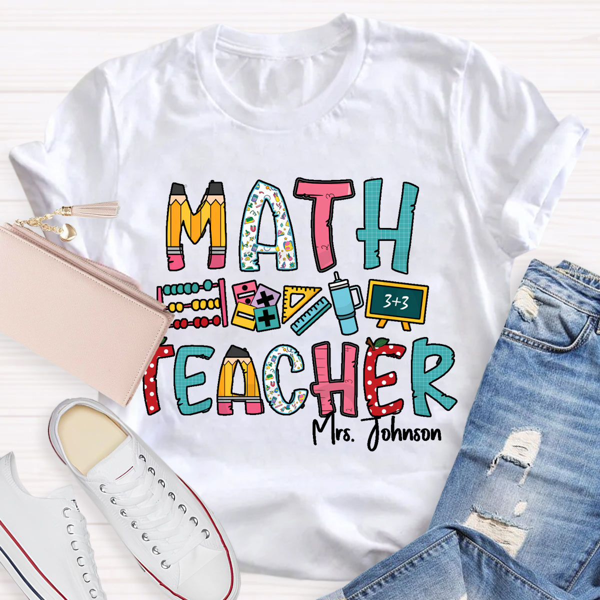 Personalized Math Teacher Name Mrs. Johnson T-Shirt