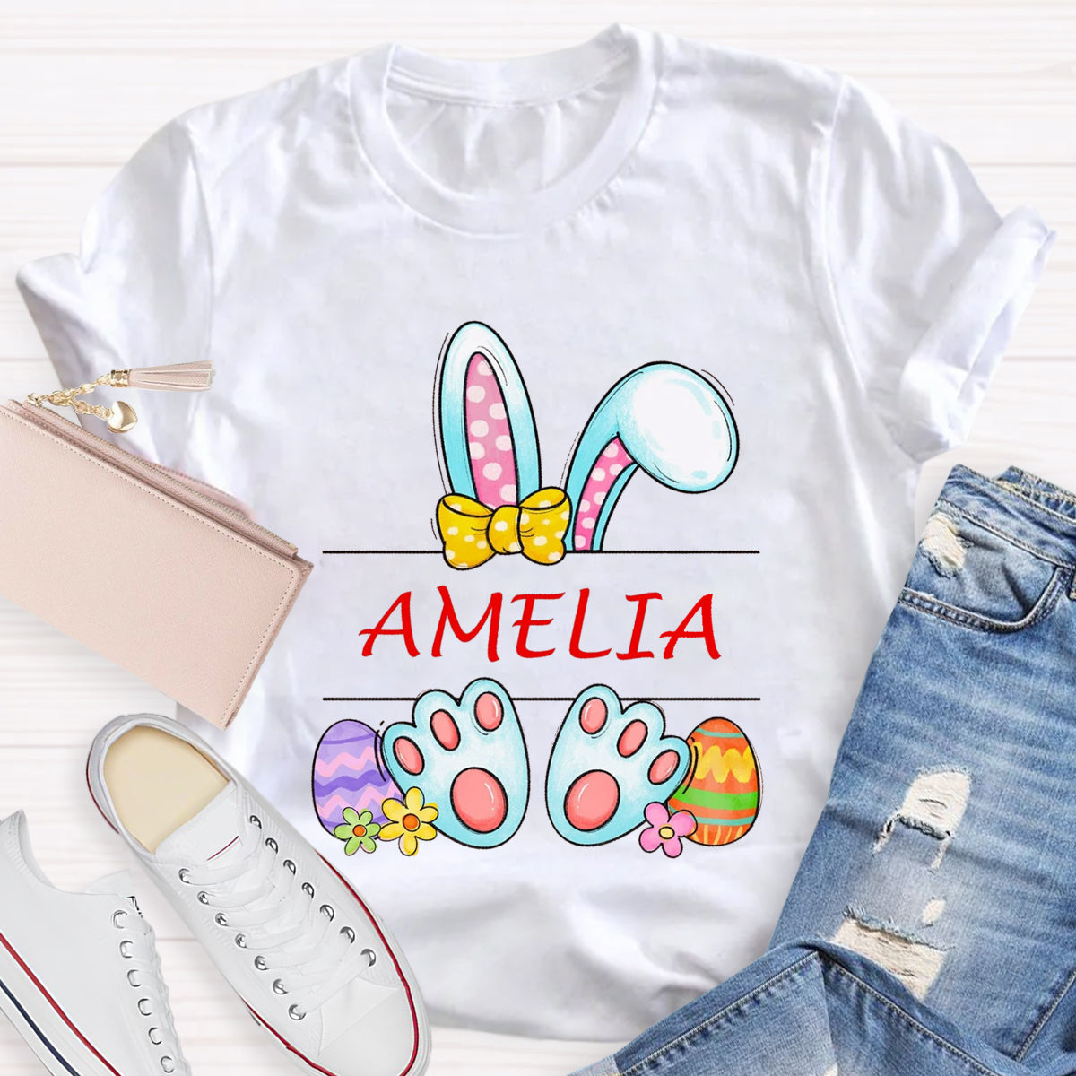 Personalized Name Happy Easter Bunny T-Shirt