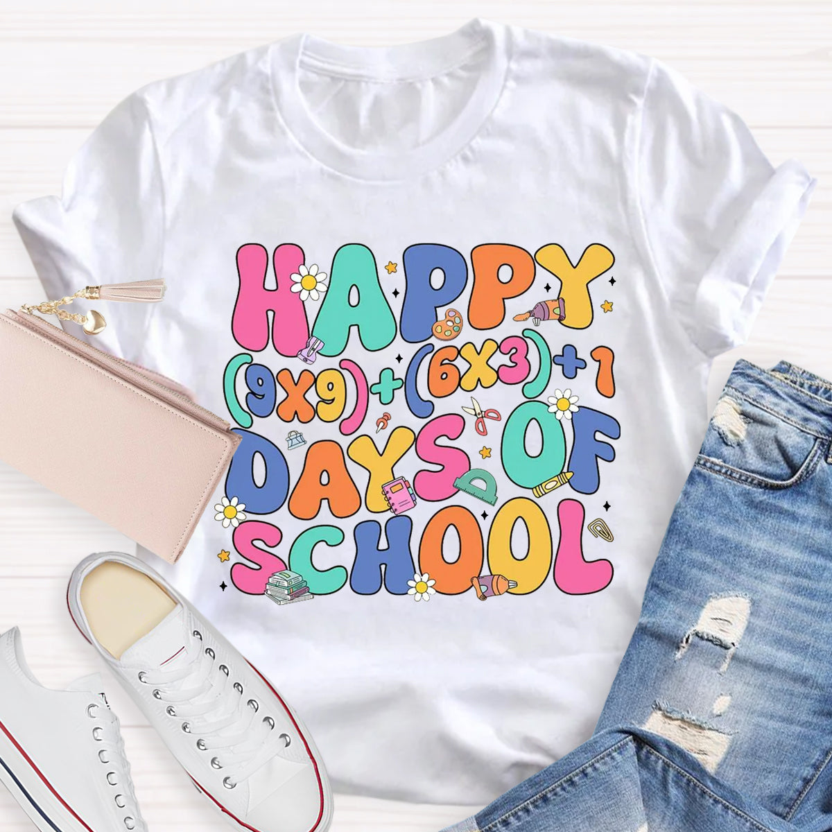 Happy 100 Days Of School Math Teacher T-Shirt