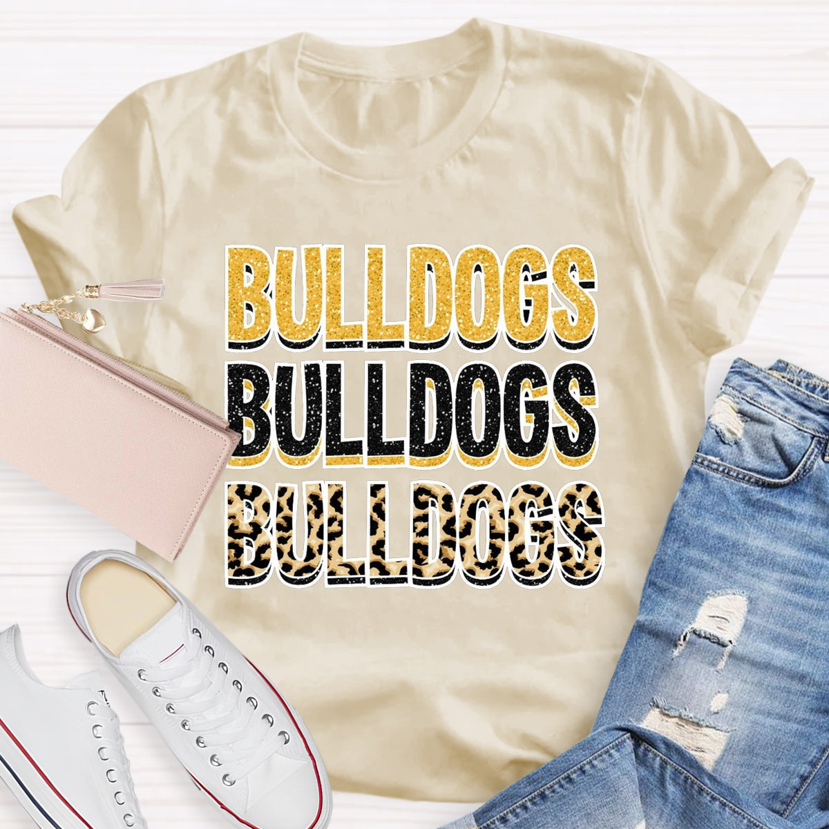 Personalized Mascot Leopard Print T-Shirt