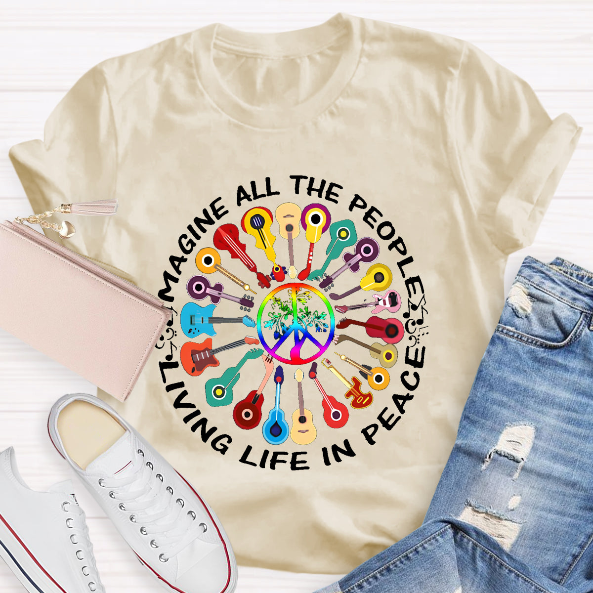 Imagine All The People Living Life In Peace T-Shirt