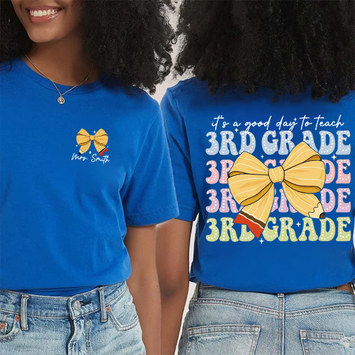 Personalized Name And Grade It's A Good To Teach 3rd Grade Double Printed T-shirt