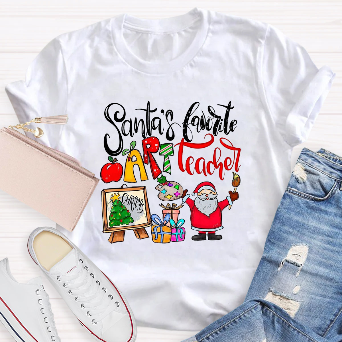 Santa's Favorite Art Teacher T-Shirt