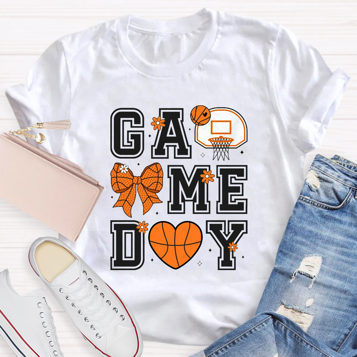 Game Day Bow Basketball T-Shirt