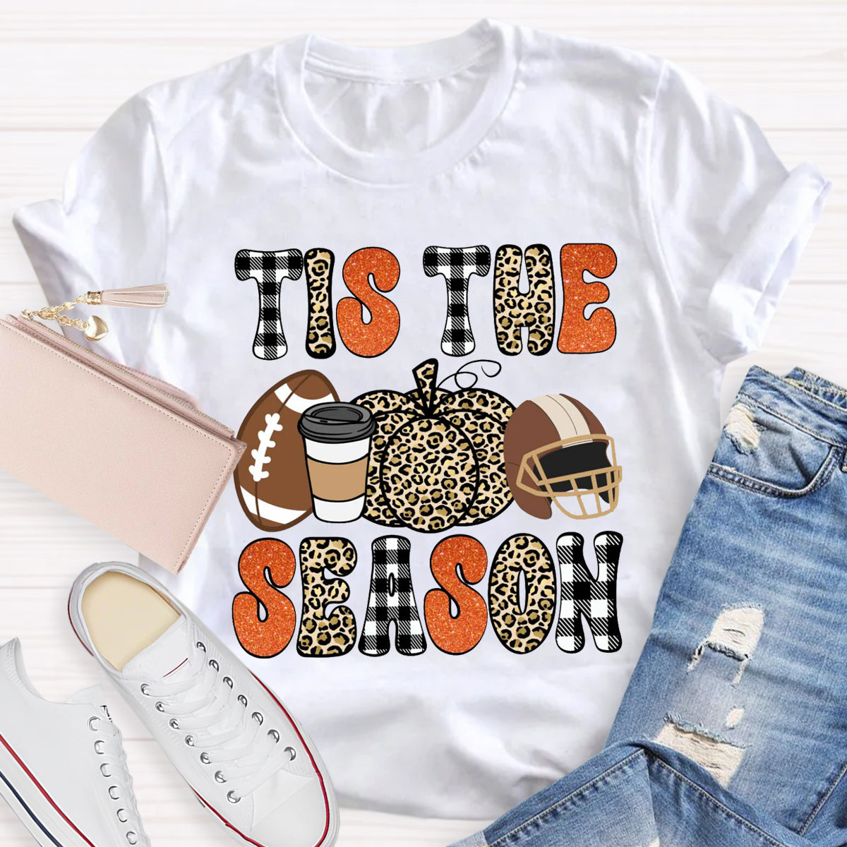 Tis The Season Game Day  Pumpkin Teacher T-Shirt