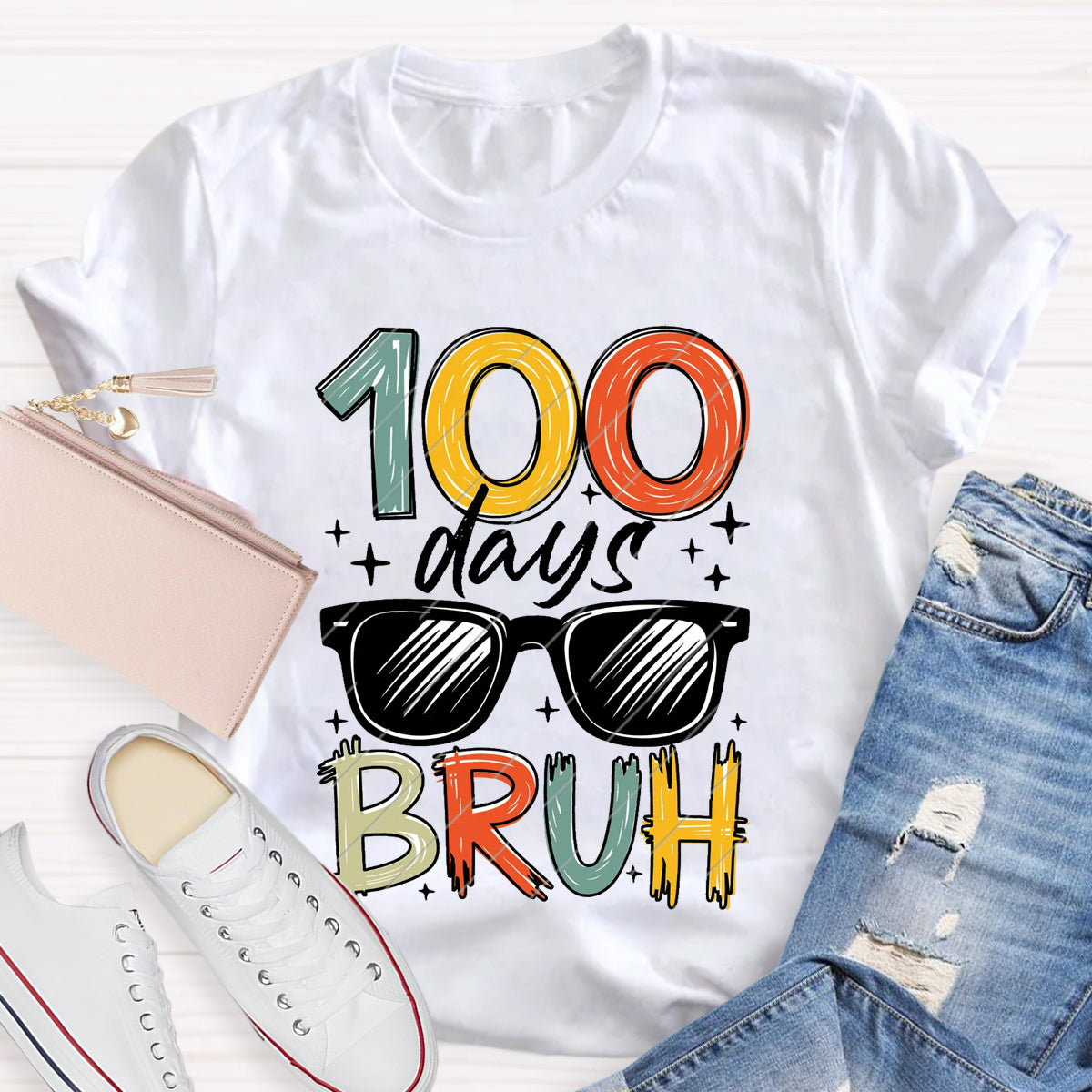 100 Days Bruh Teacher T-Shirt