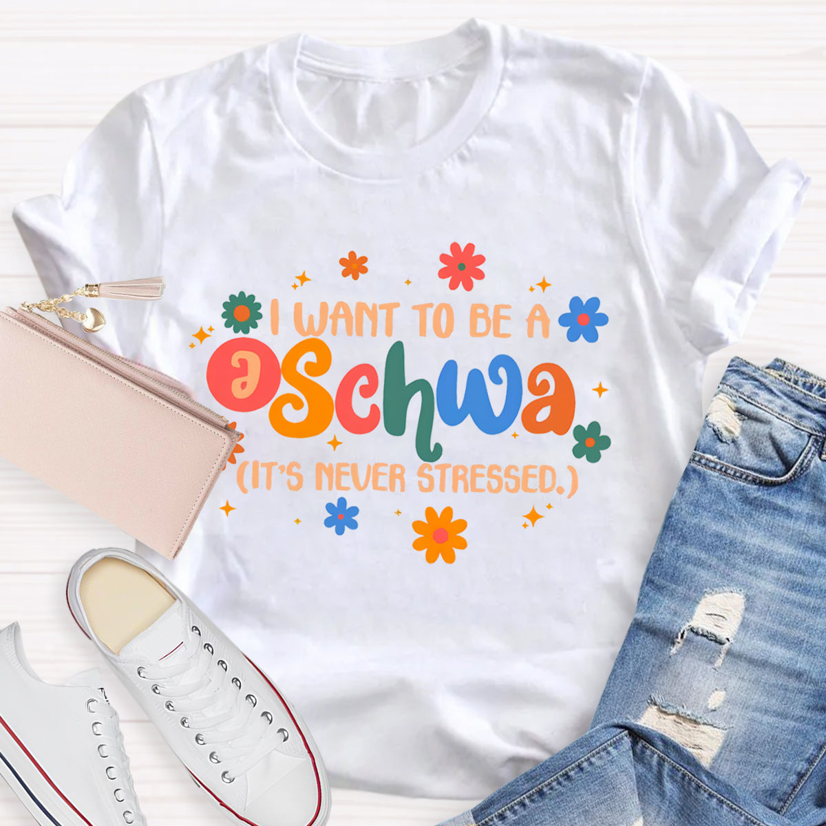 I Want To Be A Schwa It's Never Stressed Floral T-Shirt