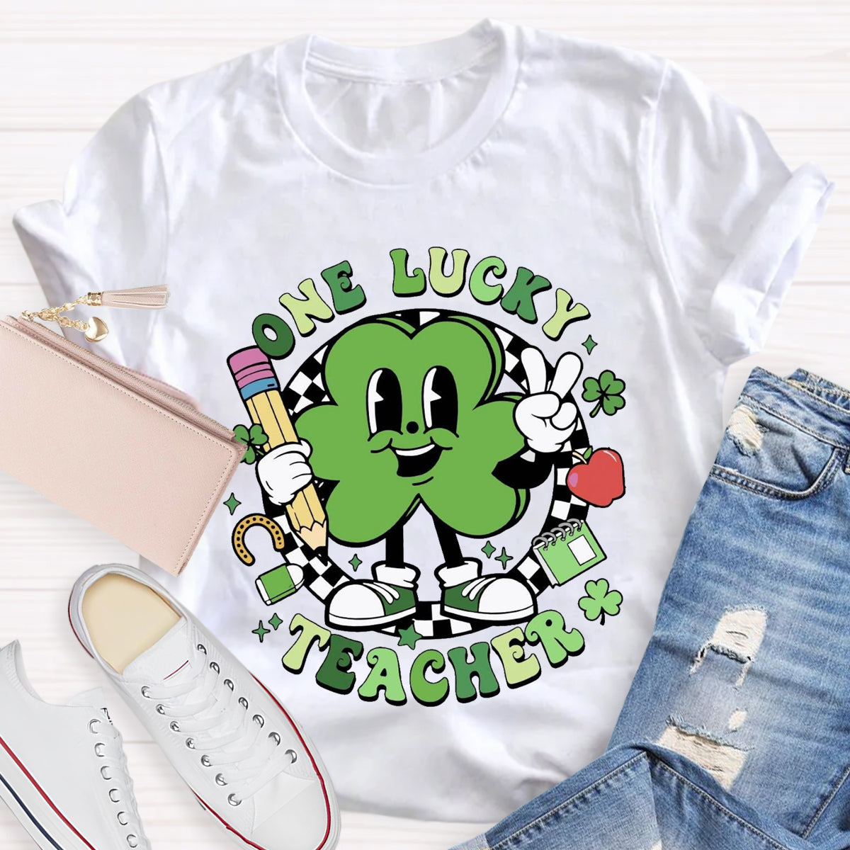 One Lucky Teacher Shamrock T-Shirt