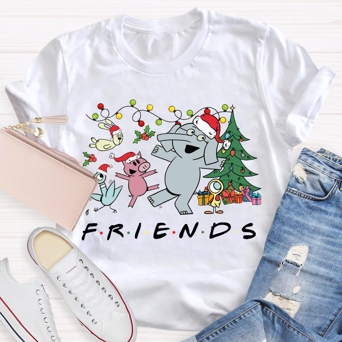 Friends Elephant And Piggie Christmas T-Shirt