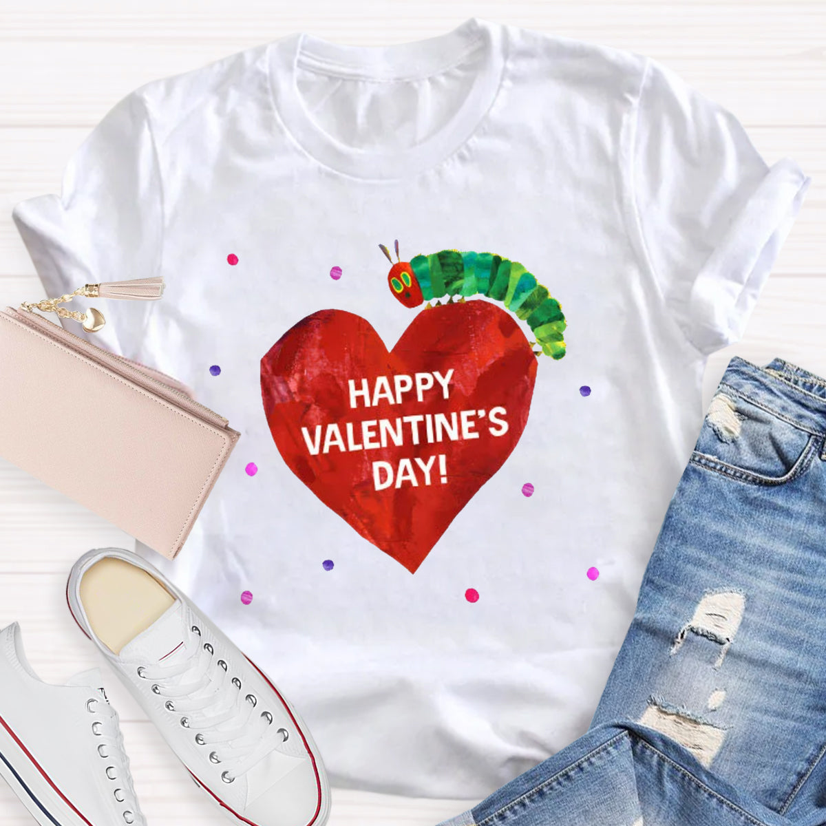 Happy Valentine's Day Caterpillar Heart T-Shirt