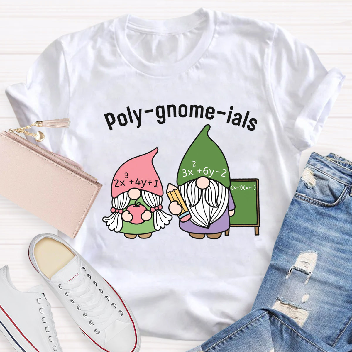 Funny Math Teacher Poly-gnome-ials Funny Gnome T-Shirt