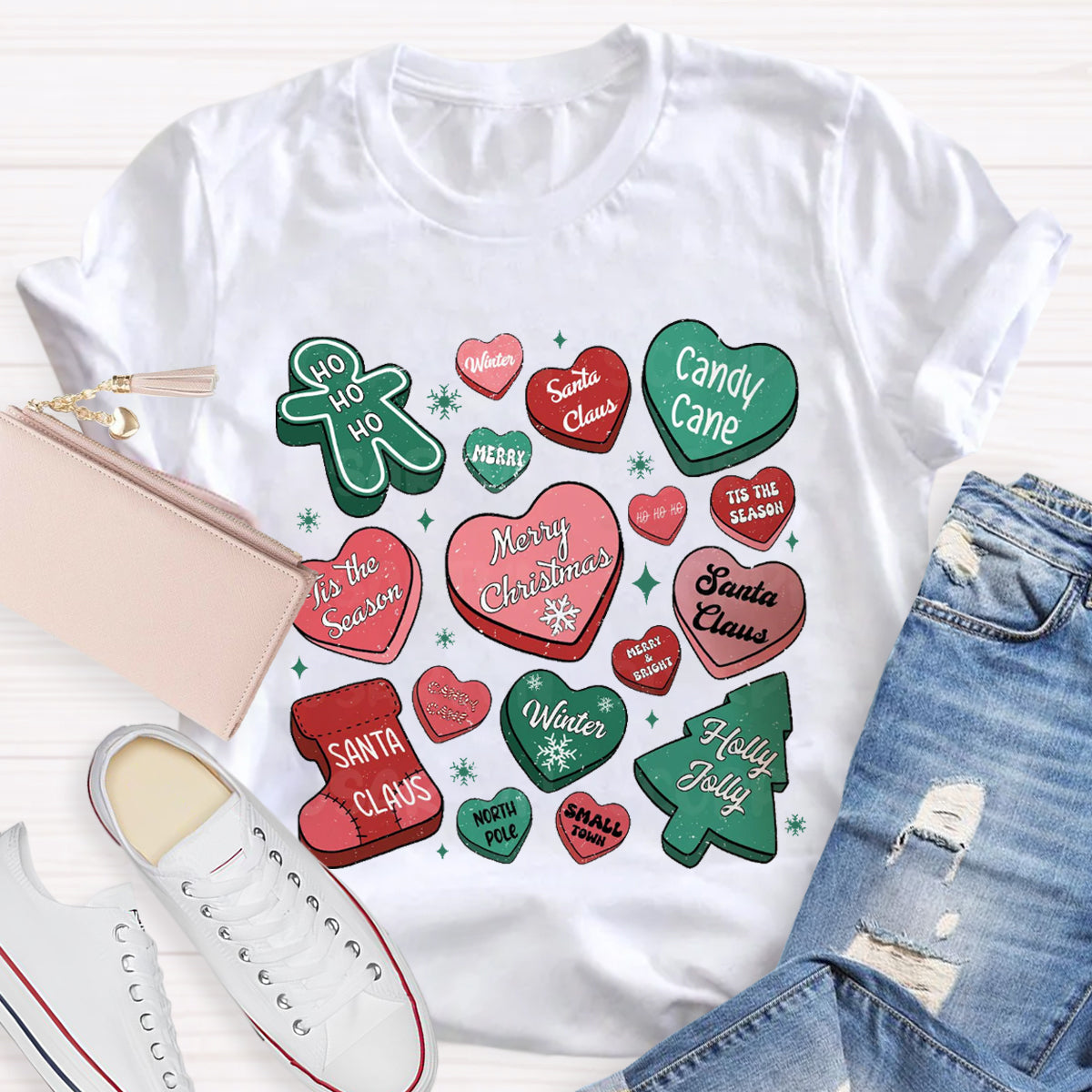 Candy Hearts Christmas T-Shirt