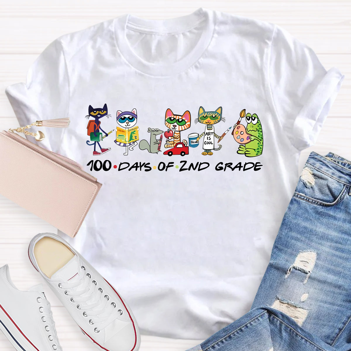 Personalized Grade 100 Days Of Second Grade Teacher T-Shirt