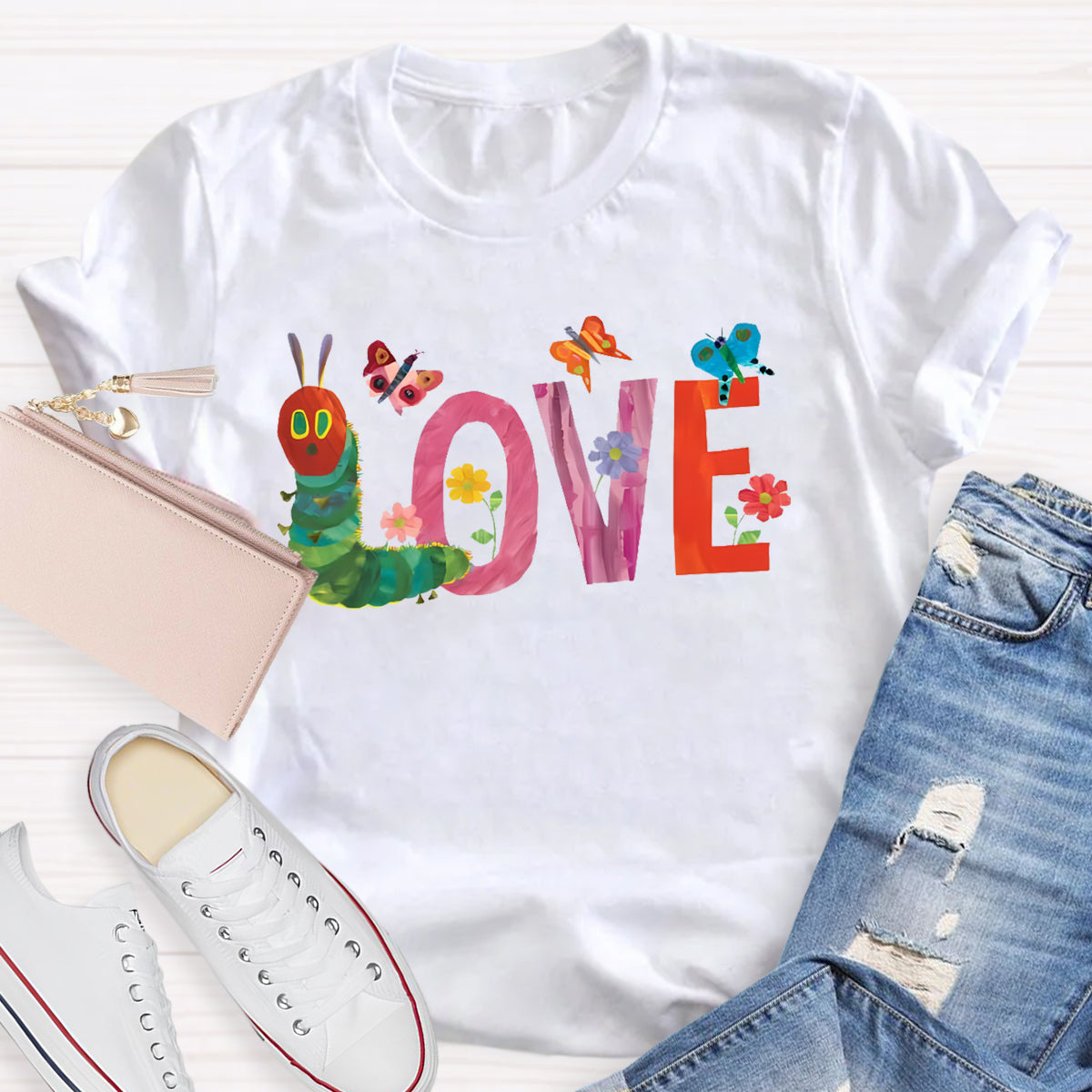 Caterpillar Butterfly Love Teacher T-Shirt