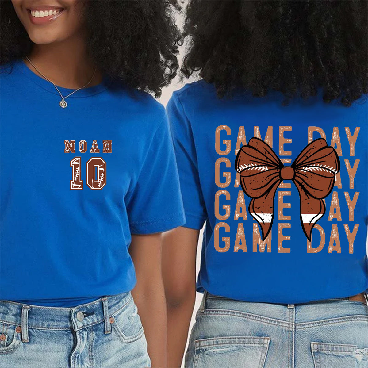 Personalized Name And Number Game Day Double Printed T-shirt