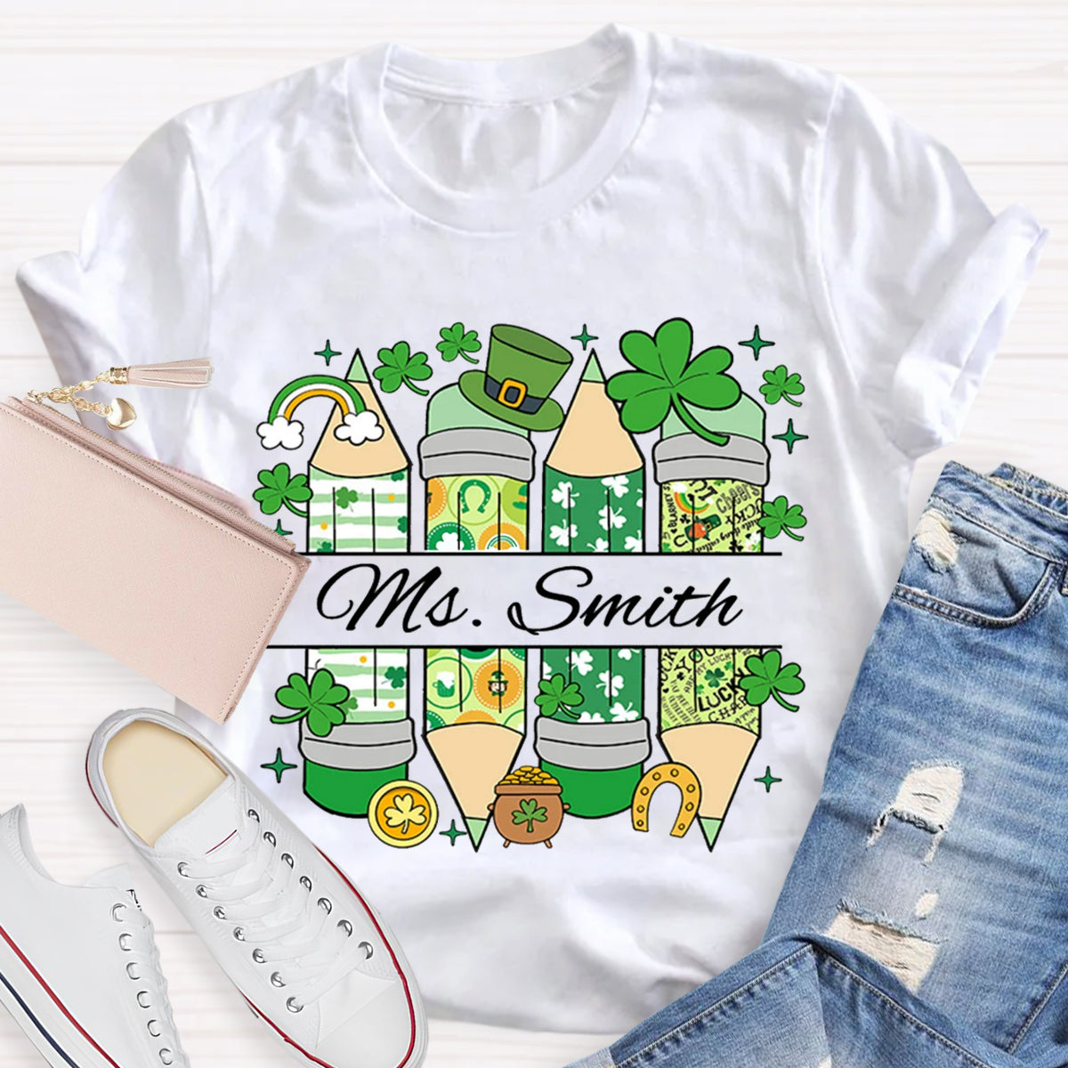 Personalized Name St. Patricks Day Teacher T-Shirt