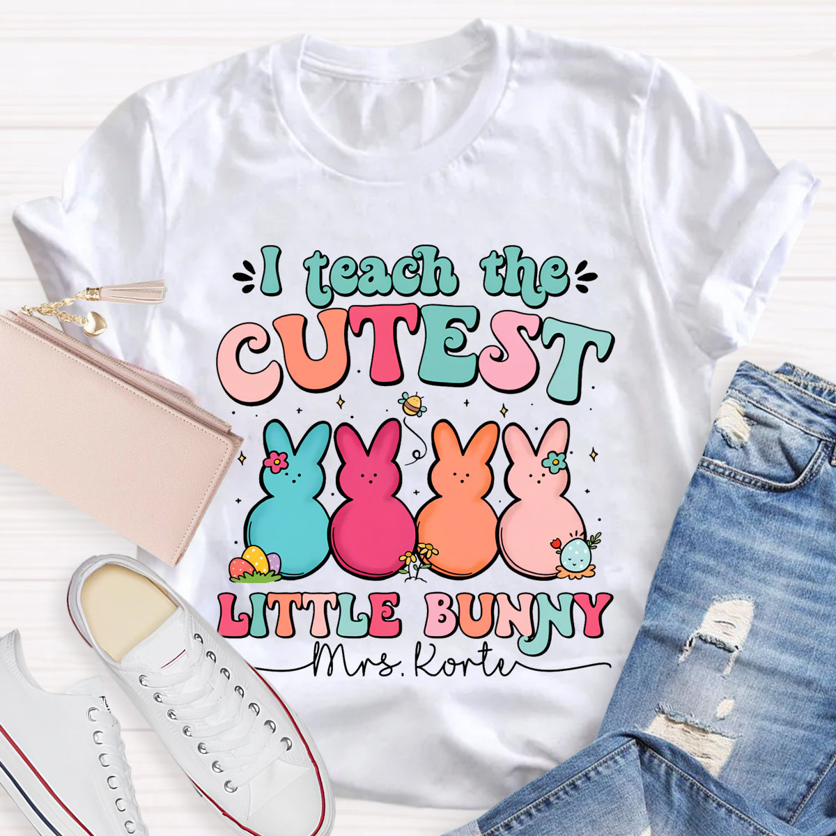 Personalized Name I Teach The Cutest Little Bunnies T-Shirt