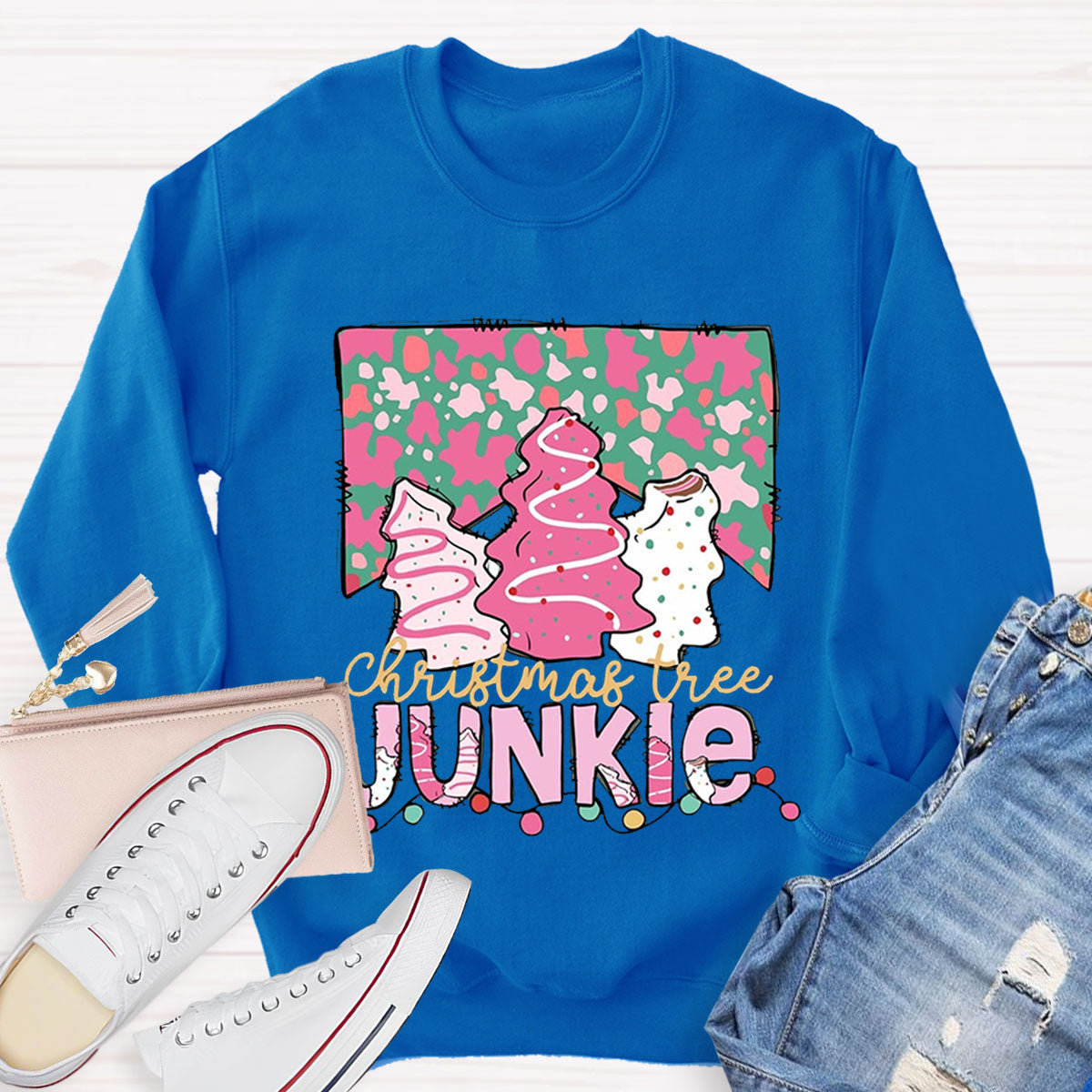 Christmas Tree Junkie Teacher Sweatshirt