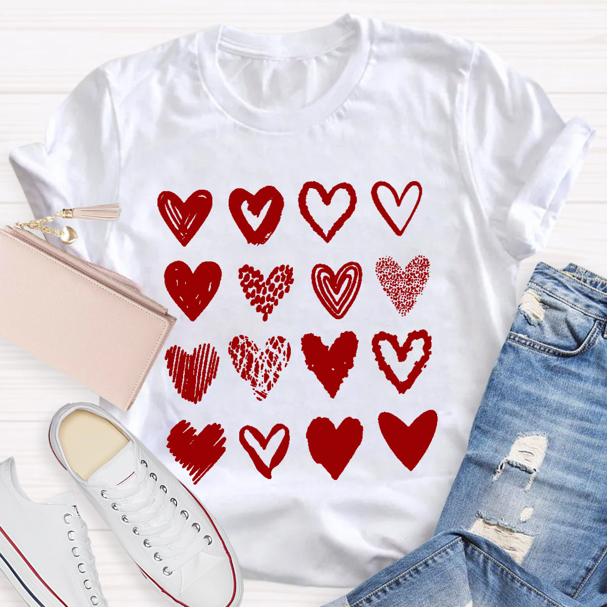 Valentine's Day Cute Heart Teacher T-Shirt