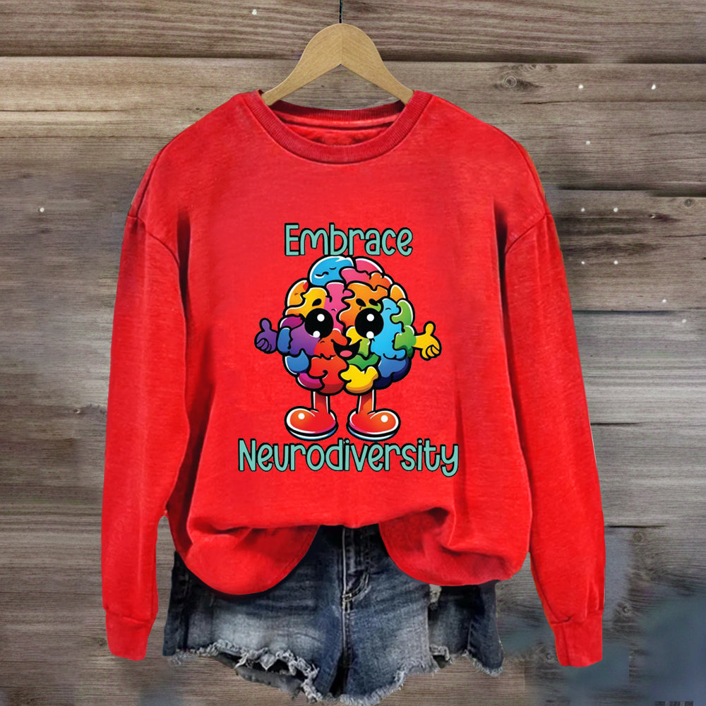 Embrace Neurodiversity Colorful BrainSweatshirt