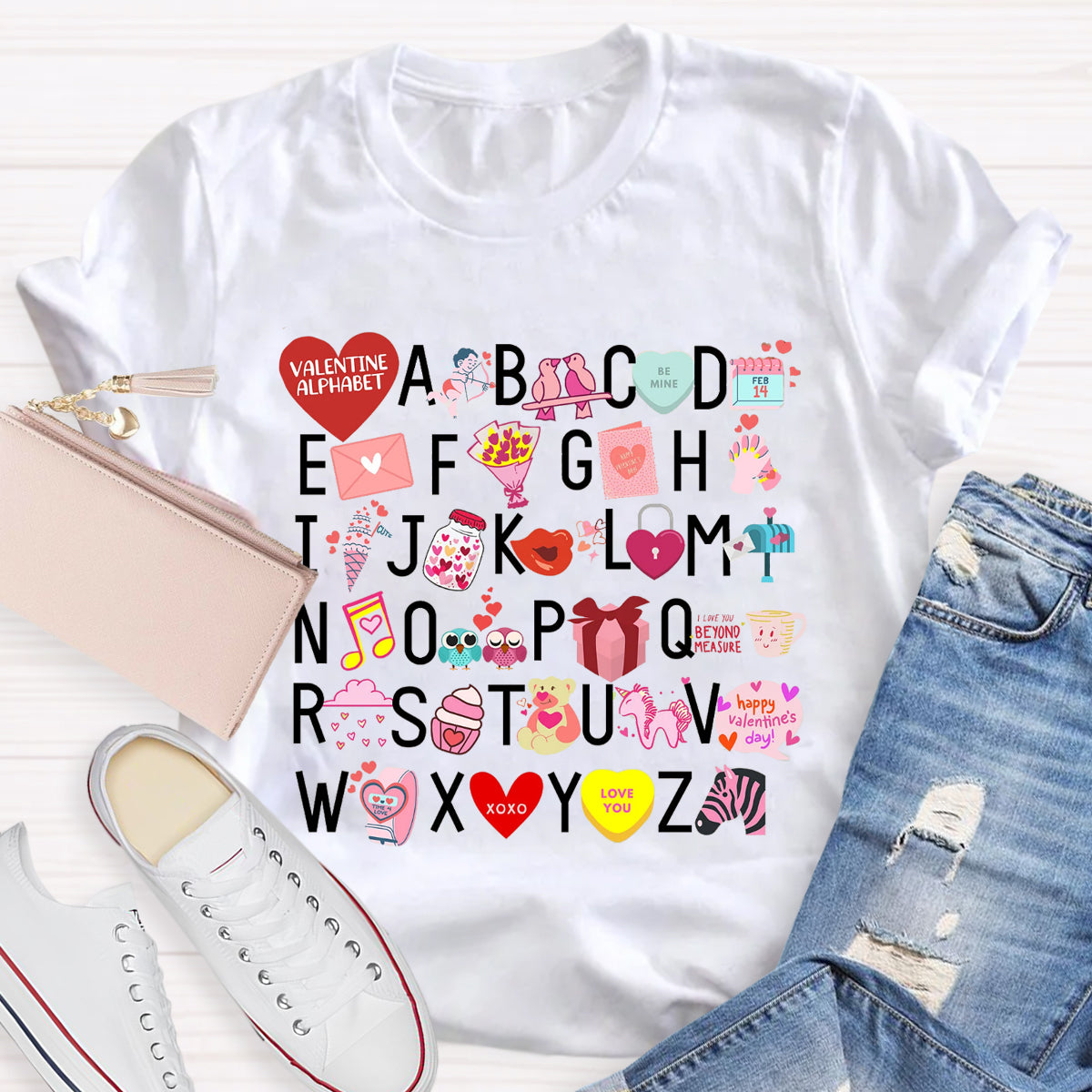 Valentine Alphabet Teacher T-Shir