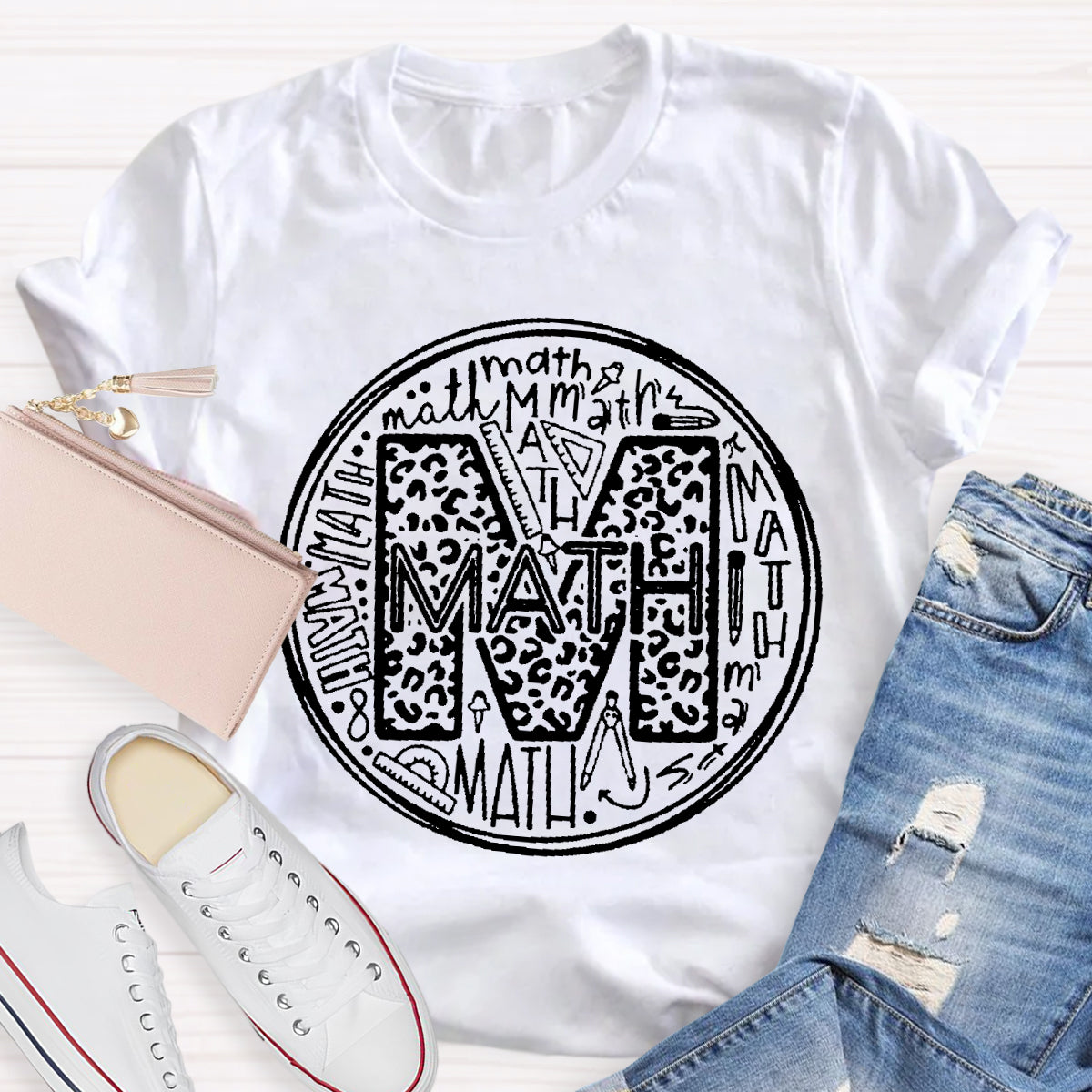 Multi-font Math Teacher T-Shirt