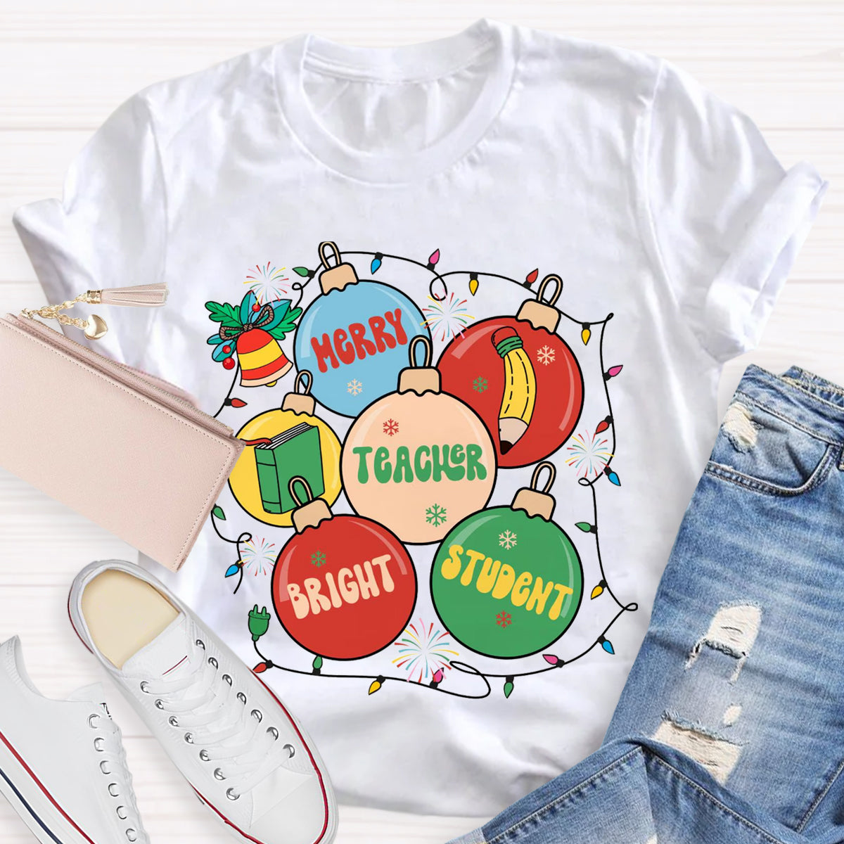 Merry Teacher  Bright Students T-Shirt