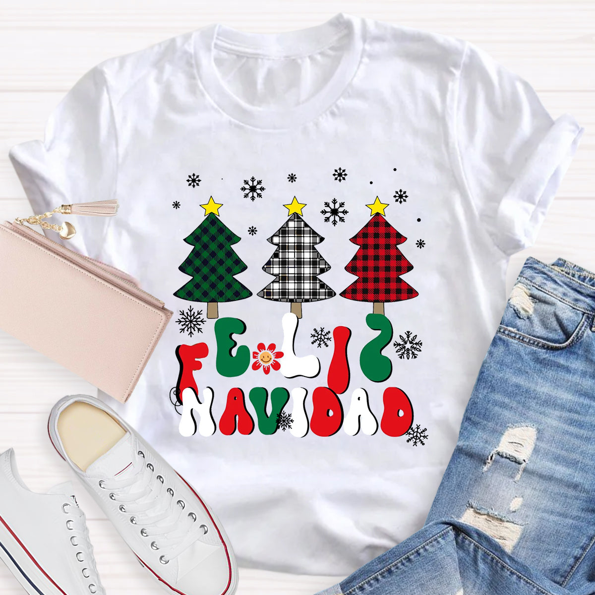 Spanish Christmas Feliz Navidad Teacher T-Shirt