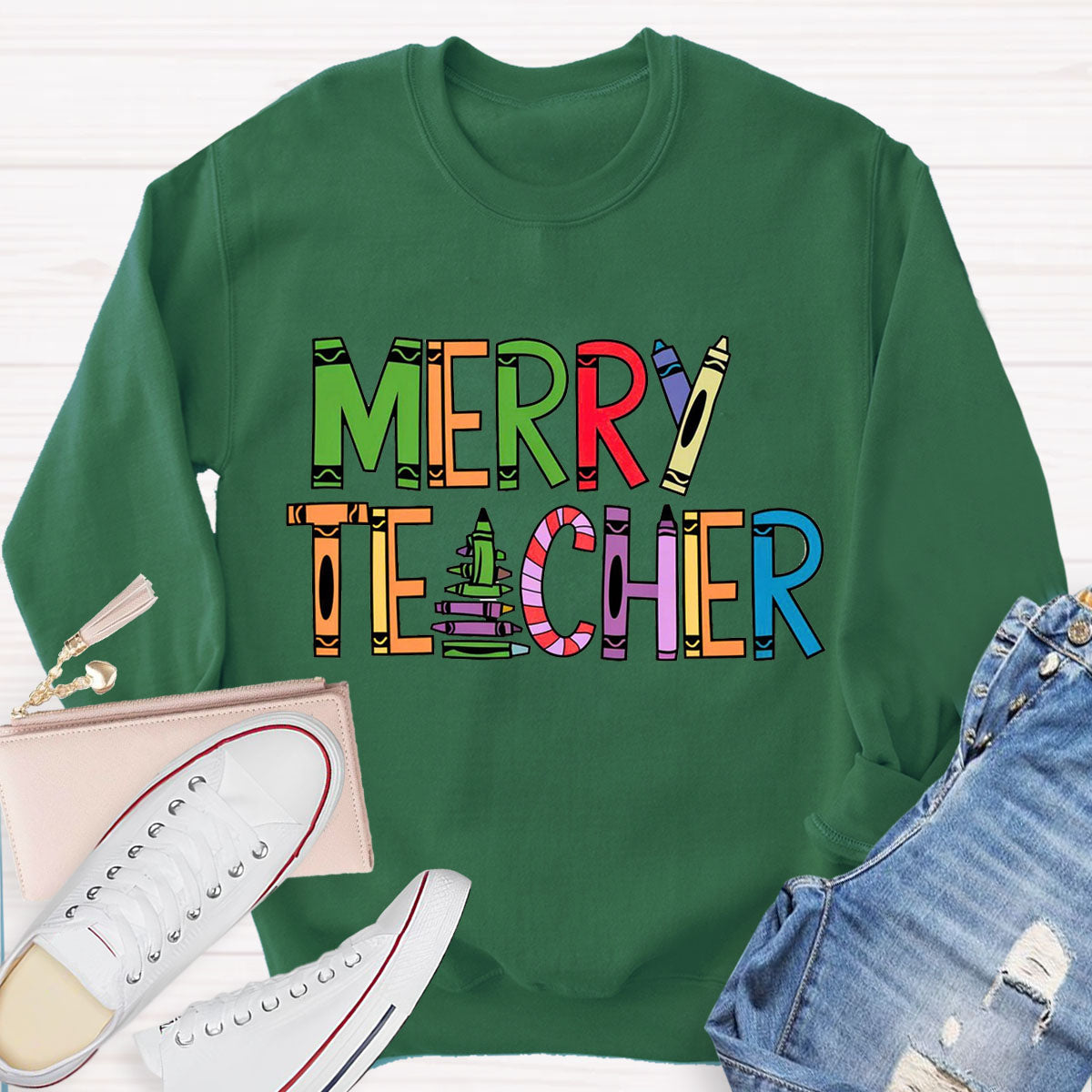 Cute Merry Christmas Teacher Sweatshirt