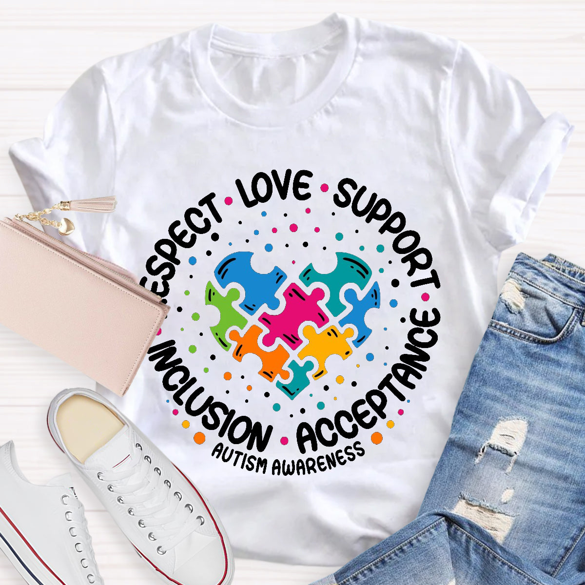 Love Support Acceptance Inclusion Respect  Autism Awareness T-Shirt