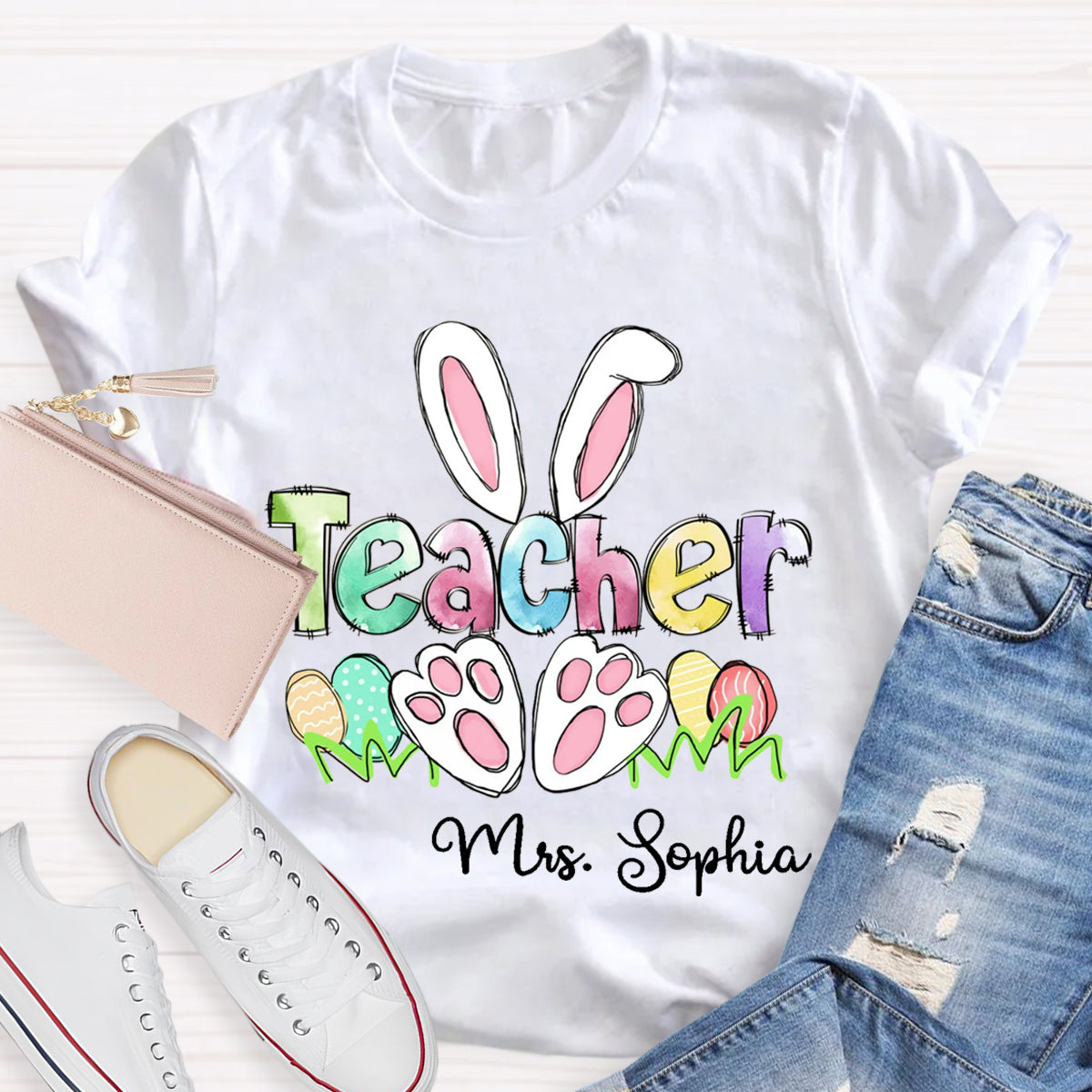 Personalized Name Easter Teacher T-Shirt