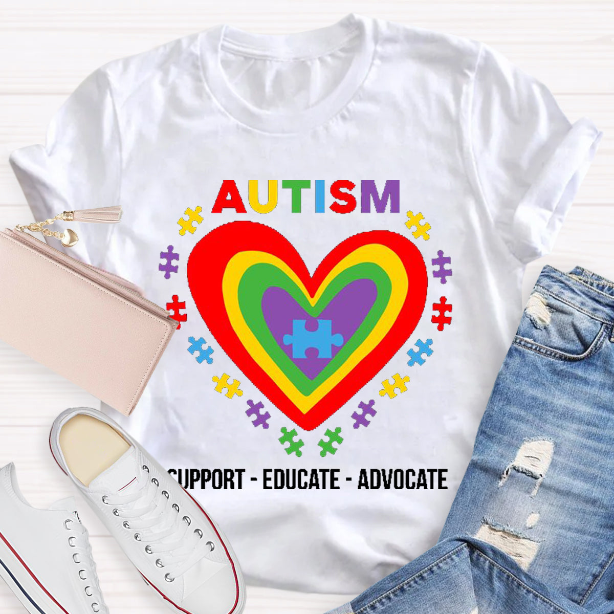 Support Educate Advocate Autism Special Education T-Shirt